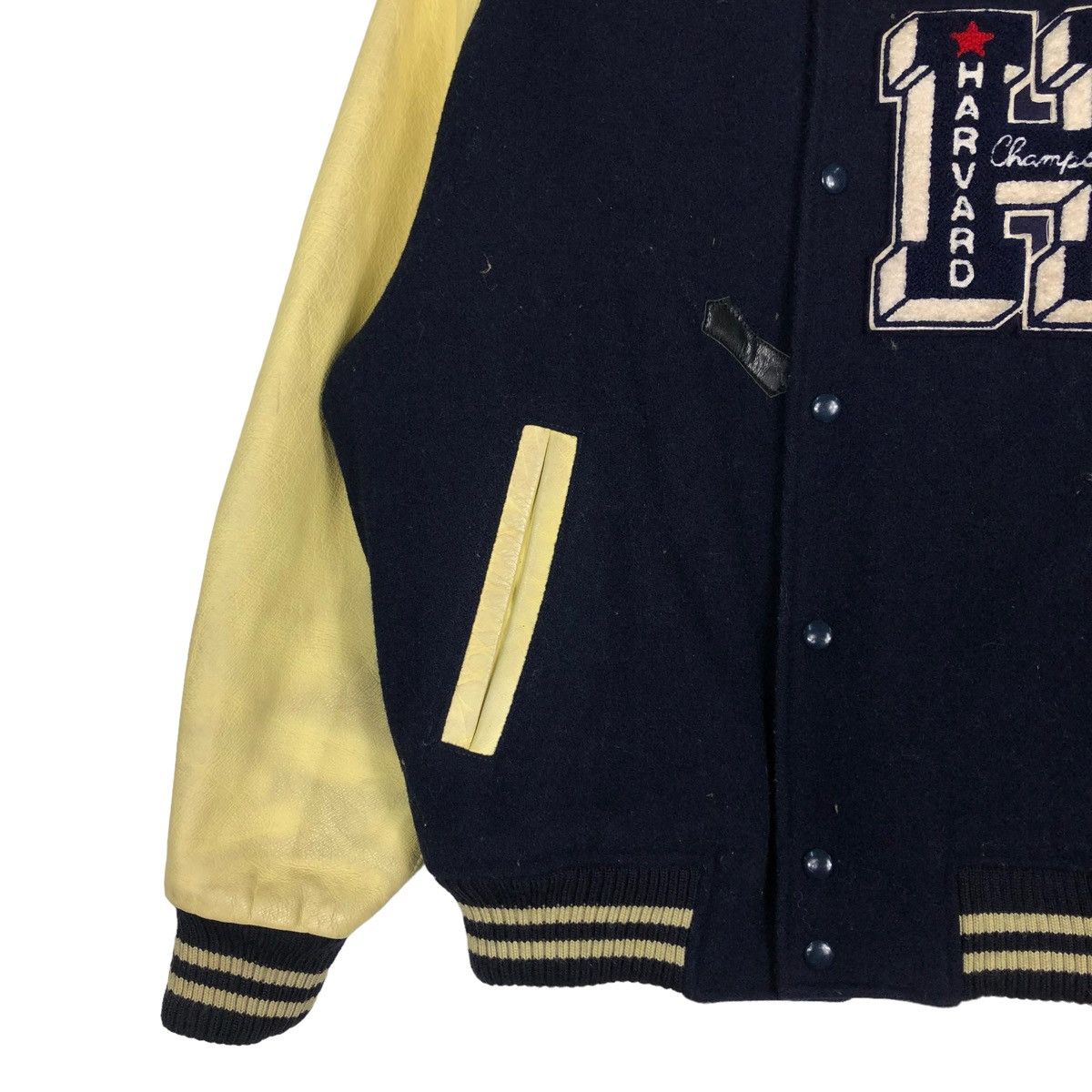 Vintage 🔥VINTAGE VARSITY JACKET LEATHER JUMPER HAVARD BASEBALL Size US L / EU 52-54 / 3 - 8 Thumbnail