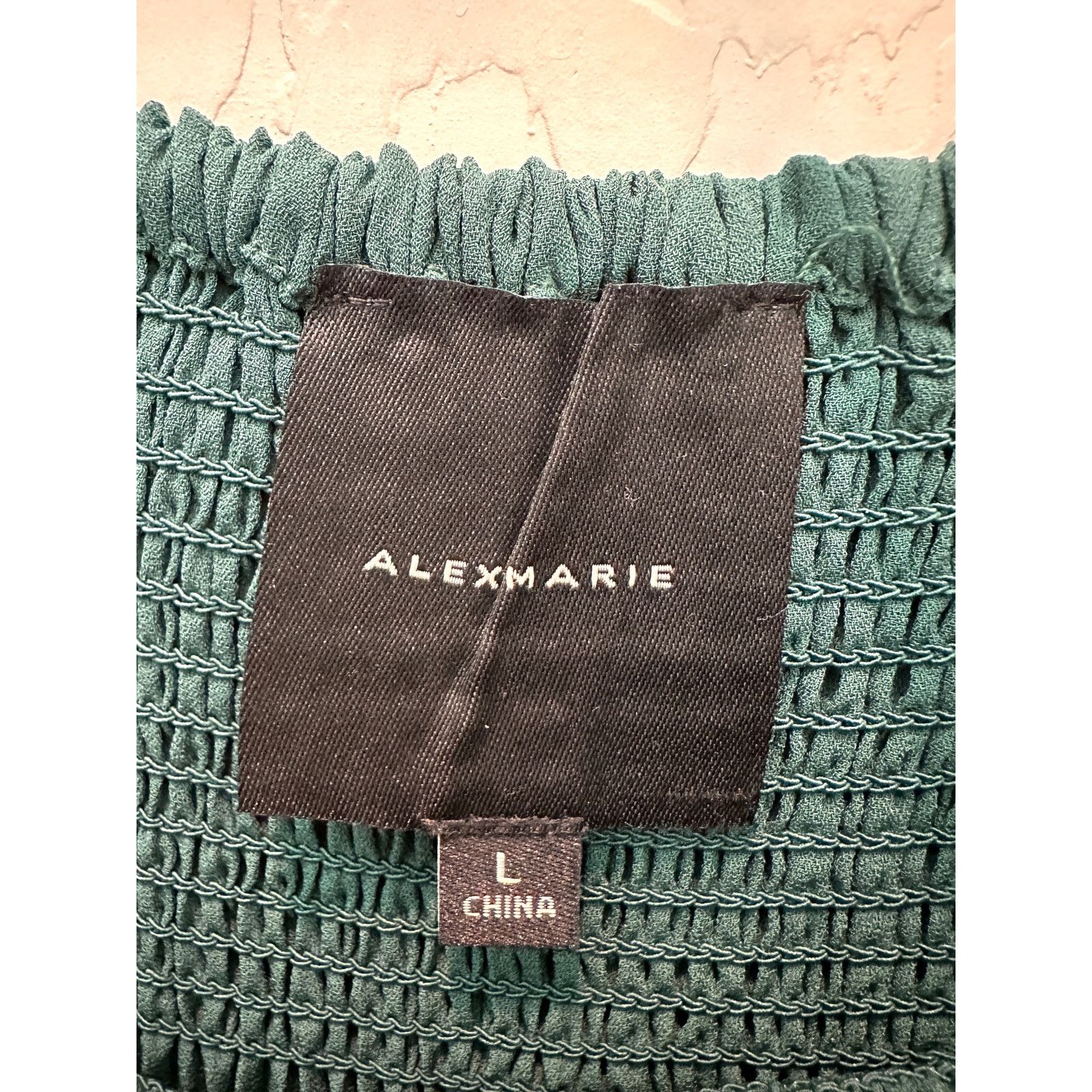 Other ALEX MARIE Green Silky Pleated Smocked Neck Lace Blouse Size L / US 10 / IT 46 - 5 Thumbnail