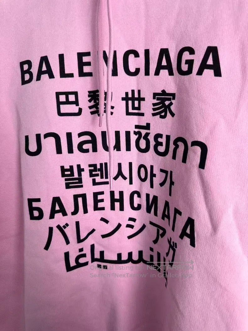 Balenciaga Balenciaga Multi-language Pink Hoodie Size US XS / EU 42 / 0 - 2 Thumbnail