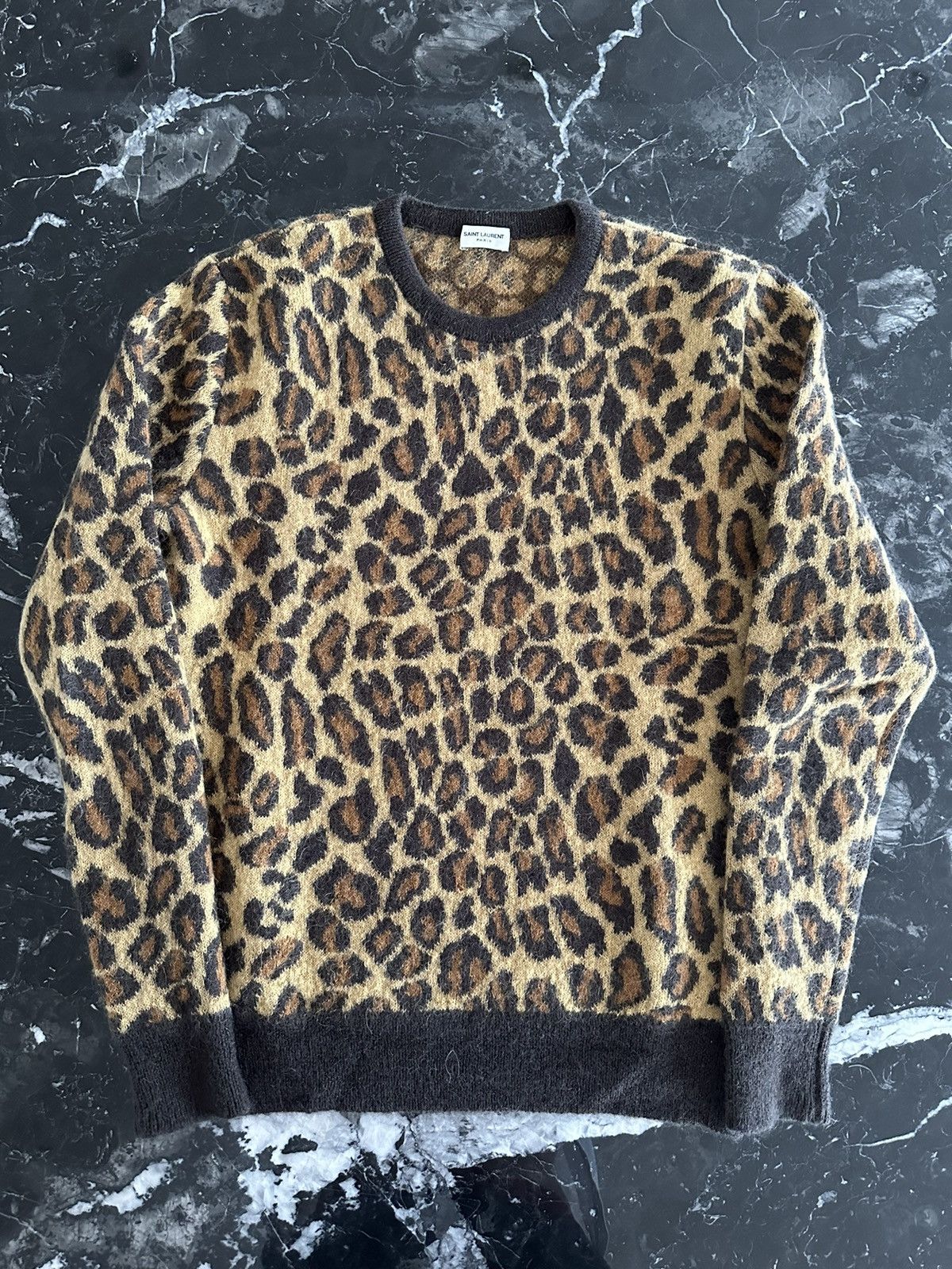 Hedi Slimane × Saint Laurent Paris FW15 Leopard print wool mohair knit sweater XS Size US XS / EU 42 / 0 - 6 Thumbnail