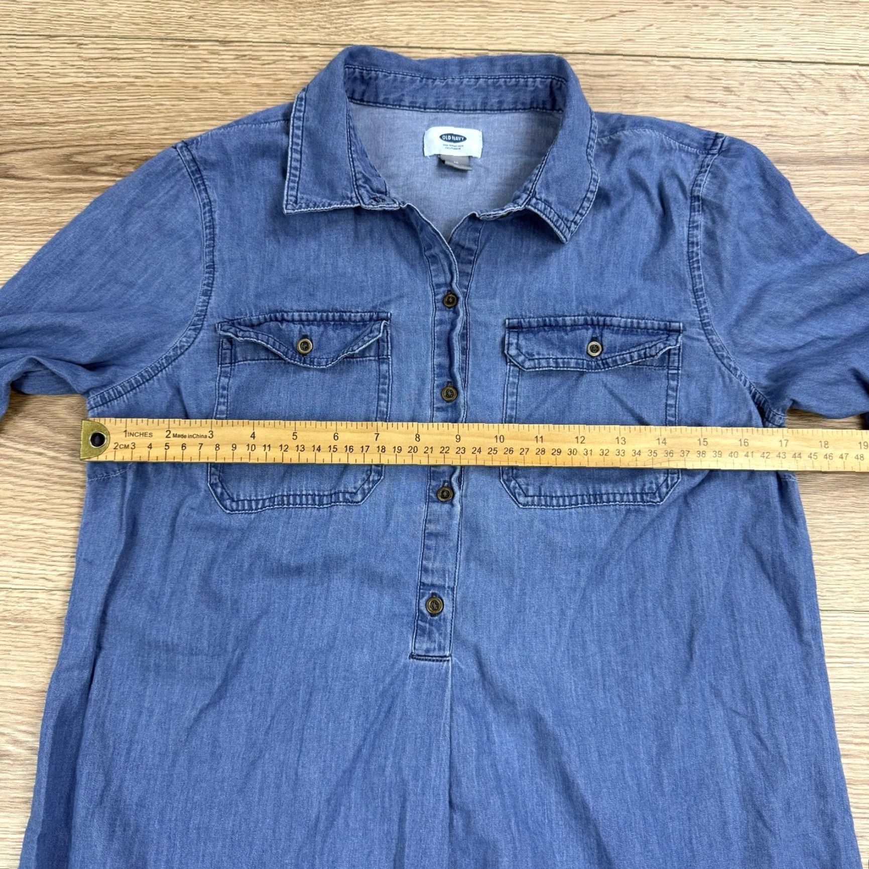 Old Navy Old Navy Dress Womens Size M Blue Long Sleeve Chambray Pullover Shirt Shift Chambray Size M / US 6-8 / IT 42-44 - 4 Thumbnail
