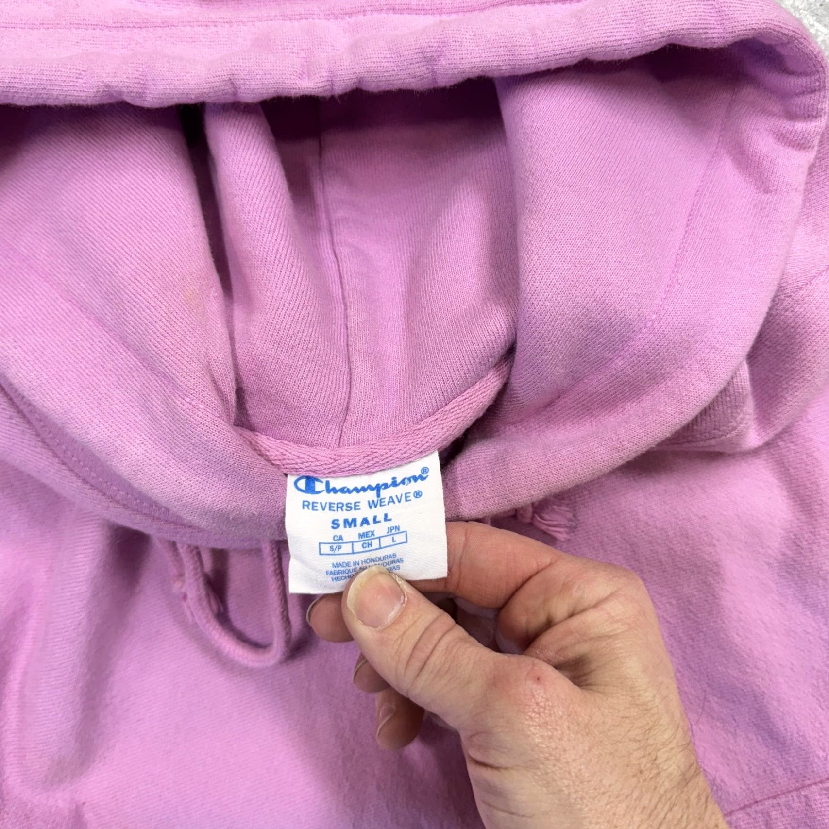 Champion VINTAGE Champion Hoodie Mens Small Pink Reverse Weave Pullover Fleece Logo Sweatshirt Size US S / EU 44-46 / 1 - 4 Thumbnail