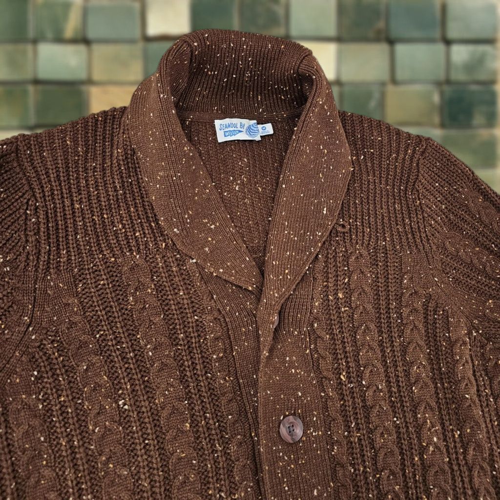 Vintage VINTAGE Wellen Seawool Sweater Mens Medium Shawl Collar Cardigan Donegal Cable Knit Mens Size US M / EU 48-50 / 2 - 1 Thumbnail