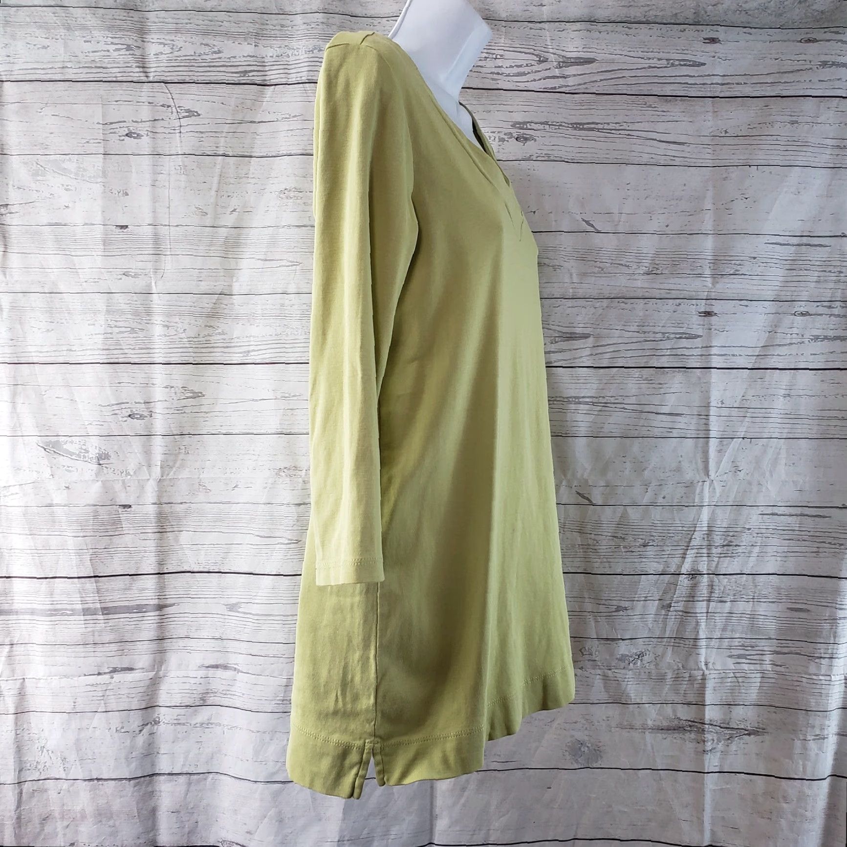 J. Jill J Jill Womens Tunic Top 3/4 Sleeve XS Green Cotton V-Neck T-Shirt Shirt Womens XS Green Tunic 100% Cotton Size XS / US 0-2 / IT 36-38 - 3 Thumbnail