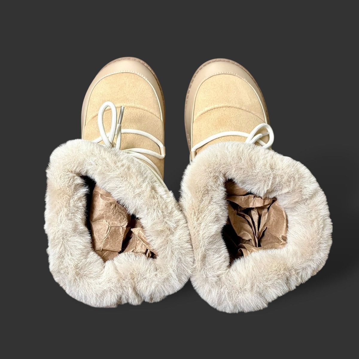 Other Aspen Women’s Puffy Faux Fur Vegan Lace Beige Boots Sz 8.5-9 Size US 9 / IT 39 - 9 Thumbnail