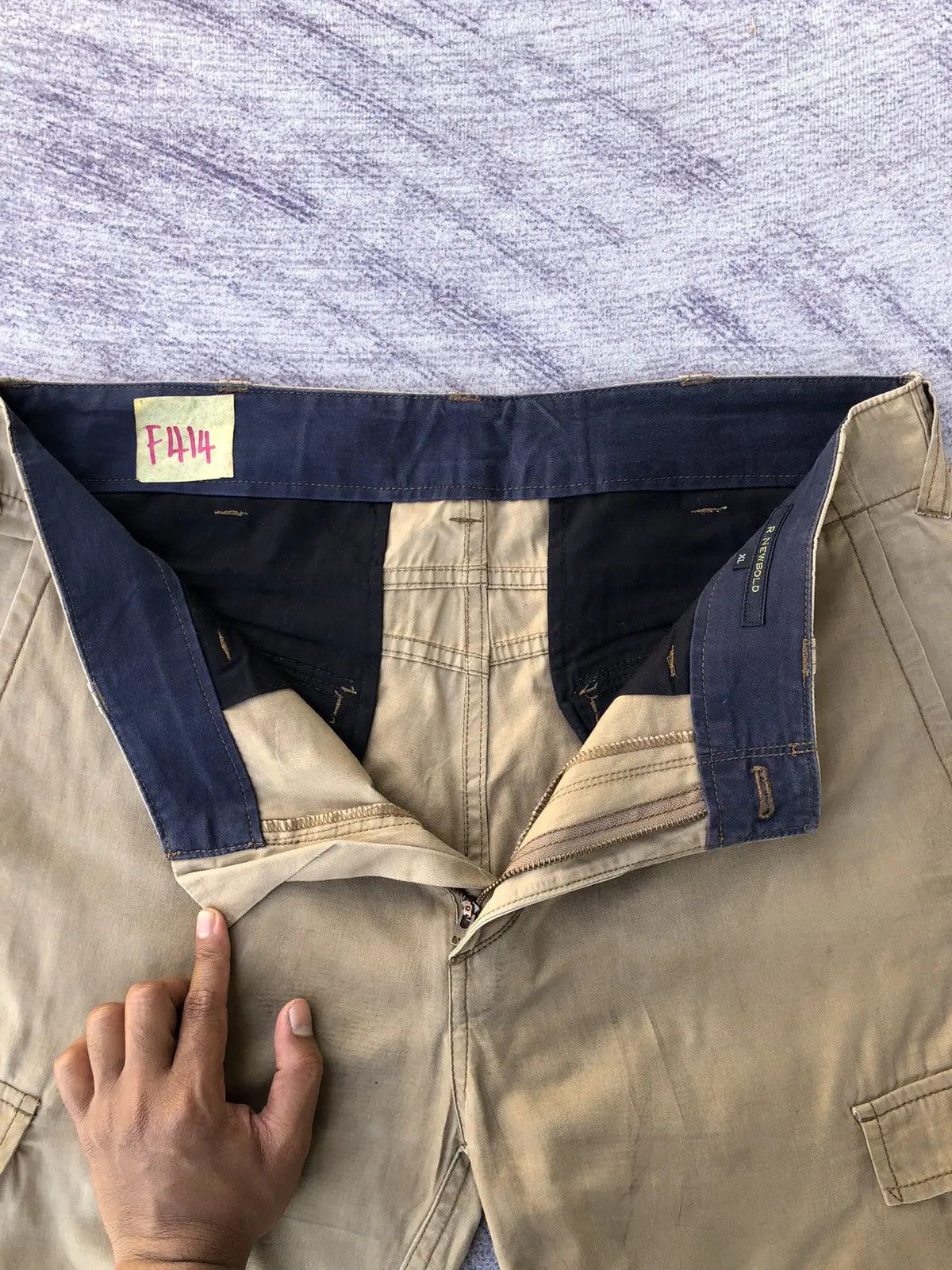 Designer × Japanese Brand × Vintage Faded Begie Cargo Trousers With 6 Pocket Workware Size US 33 - 6 Thumbnail
