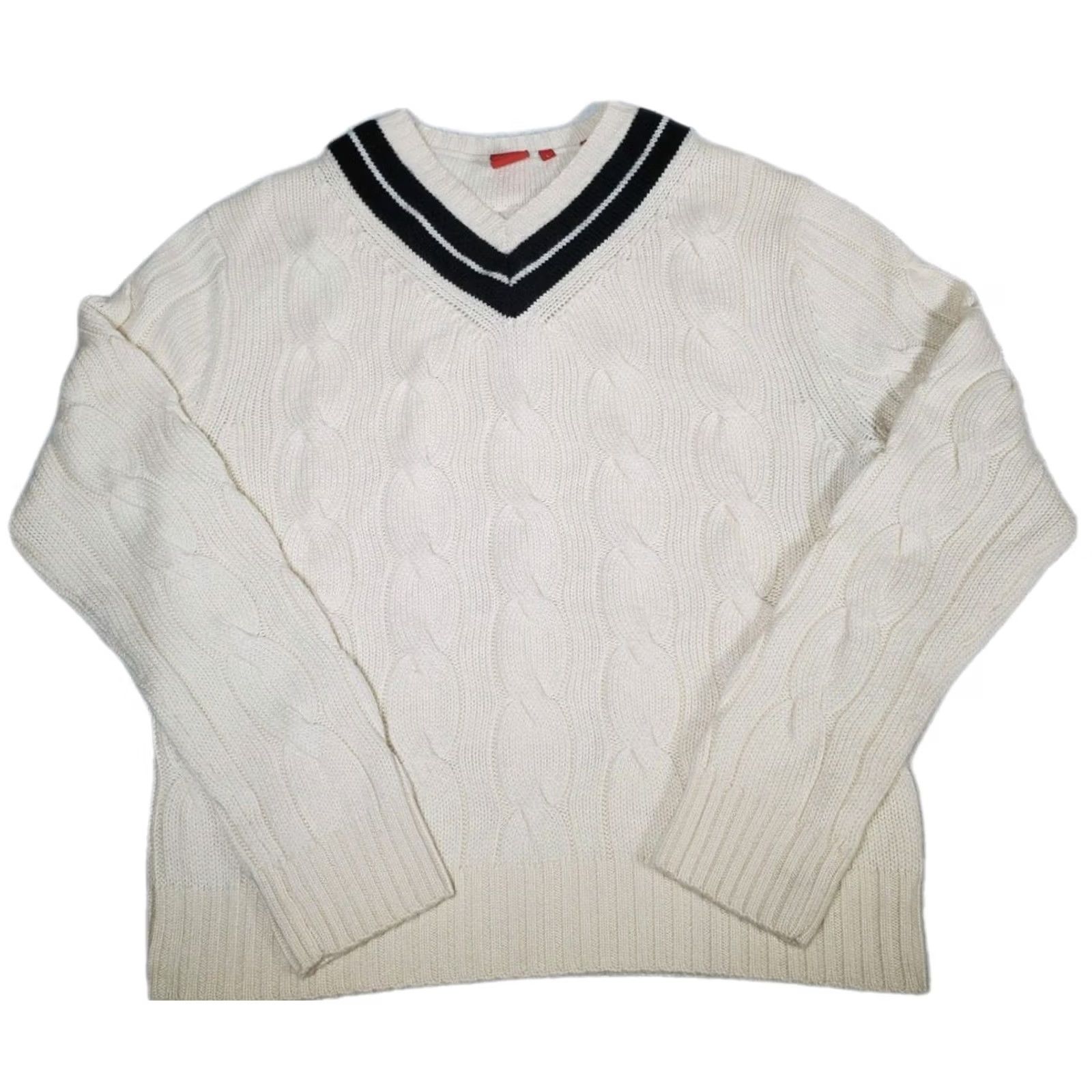 Vintage Hickey Freeman 100% Cashmere Cable Knit Cricket Sweater White Black Men's L Pullover Knit Casual/Workwear Size US L / EU 52-54 / 3 - 2 Thumbnail