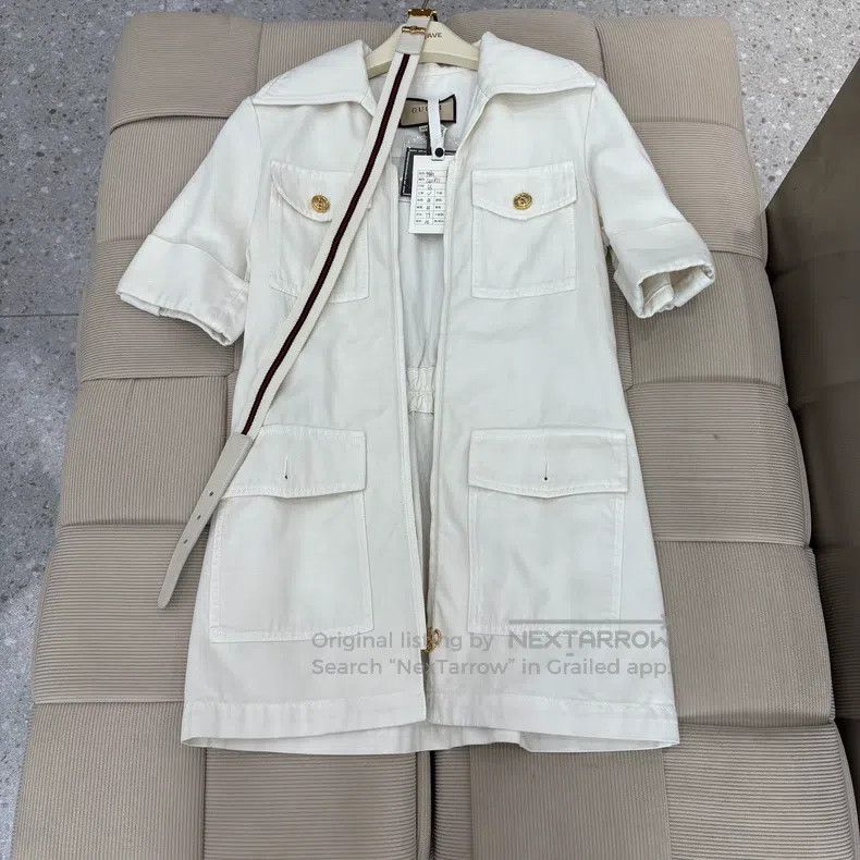 Gucci Gucci White double pocket lapel short-sleeved zipper workw Size XS / US 0-2 / IT 36-38 - 1 Thumbnail