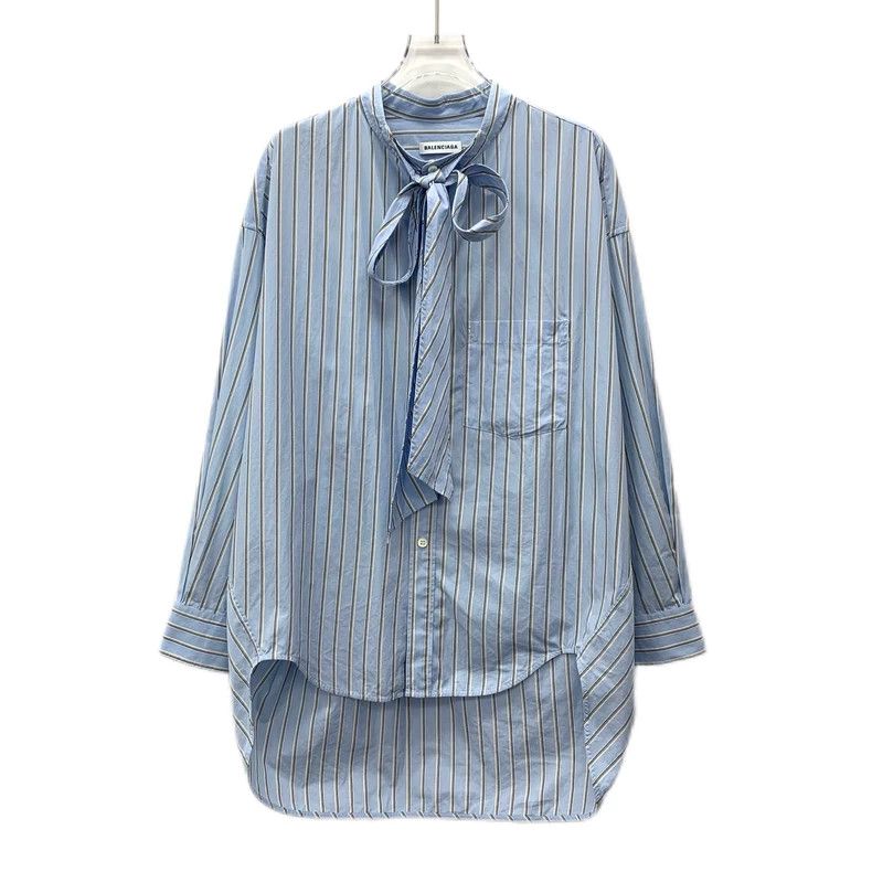 Balenciaga Balenciaga size 34 Long shirt with blue stripes and logo s Size XS / US 0-2 / IT 36-38 - 1 Thumbnail
