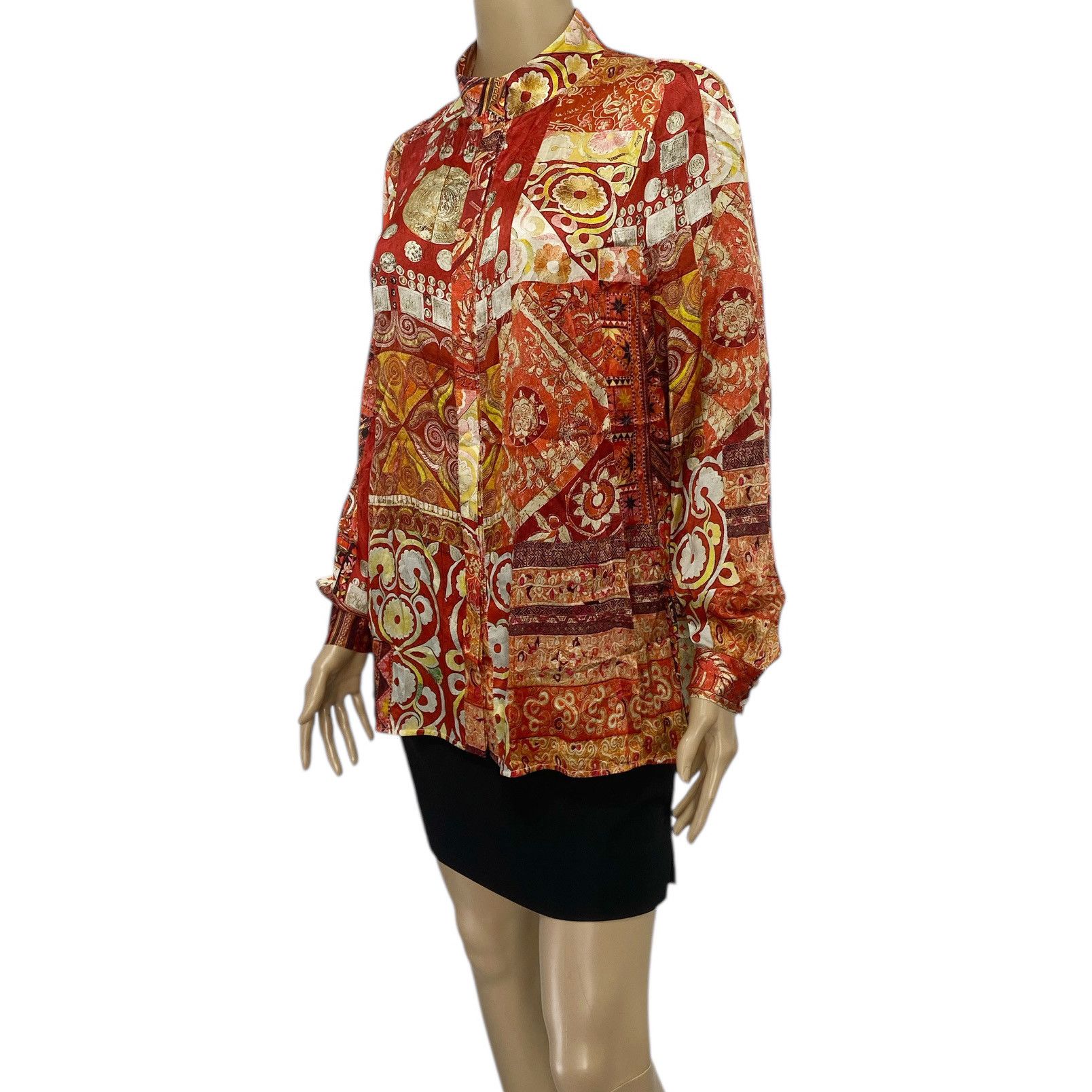 Other SHIATZY CHEN Red Multicolor Button Down Silk Shirt Top Size M / US 6-8 / IT 42-44 - 3 Thumbnail