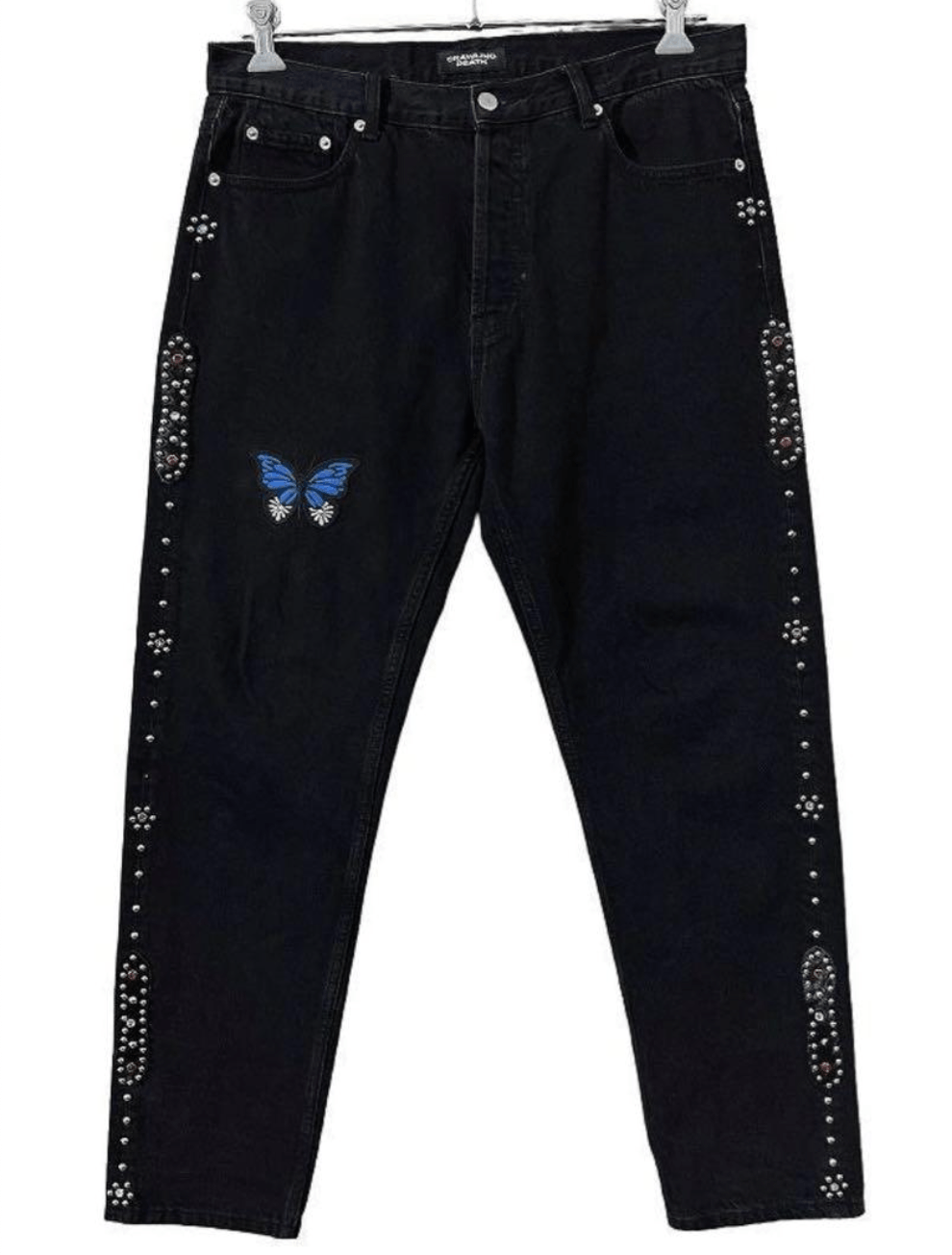 Japanese Brand Stugazi Crawling Death Butterfly Studs Black Denim | Grailed