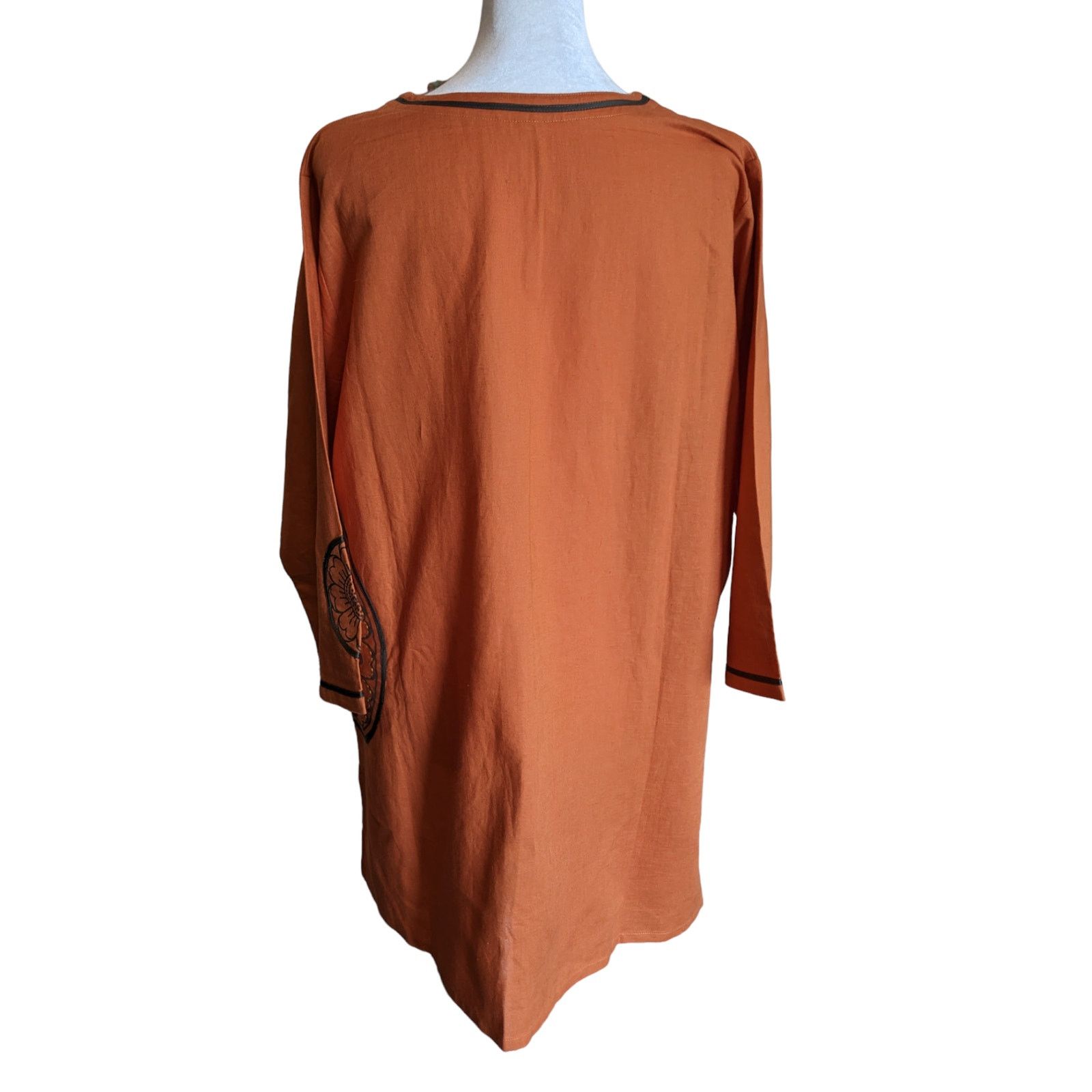 Other Galerie Cambodge Orange Floral Linen Tunic Medium Size M / US 6-8 / IT 42-44 - 3 Thumbnail