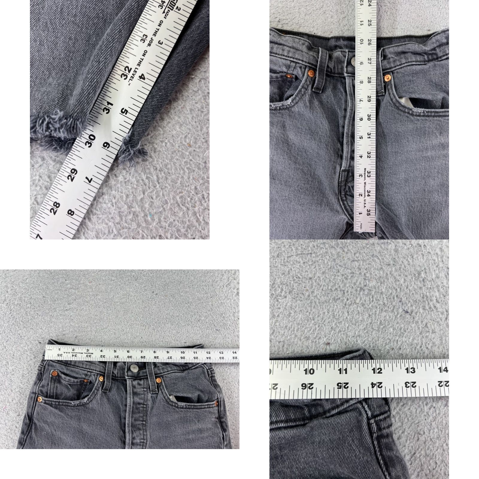Levi's Levis Shorts Womens 24 Gray Denim Jean Cutoff Premium Big E 501 Button Fly 21x6 Size 42" / US 20 - 9 Thumbnail