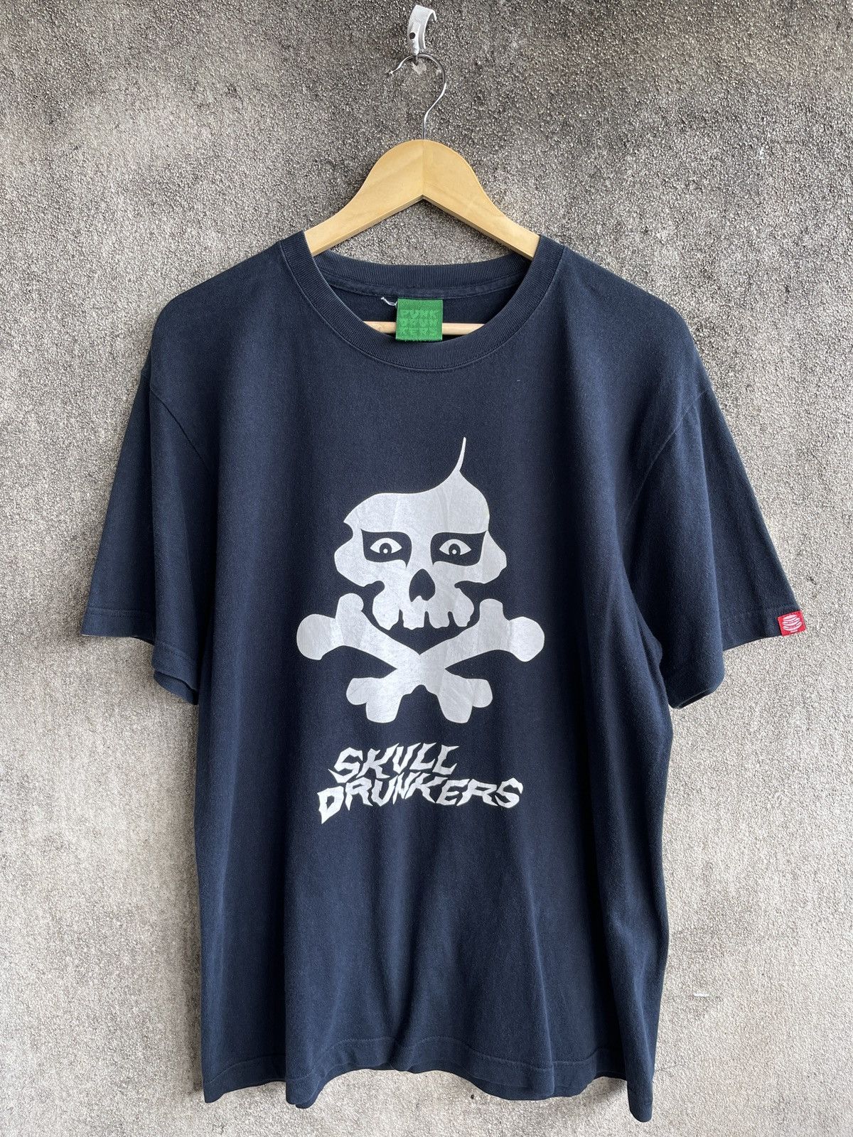 Last Drop🔥Vtg Japanese PUNK DRUNKERS Skullshit Hardliner Tee