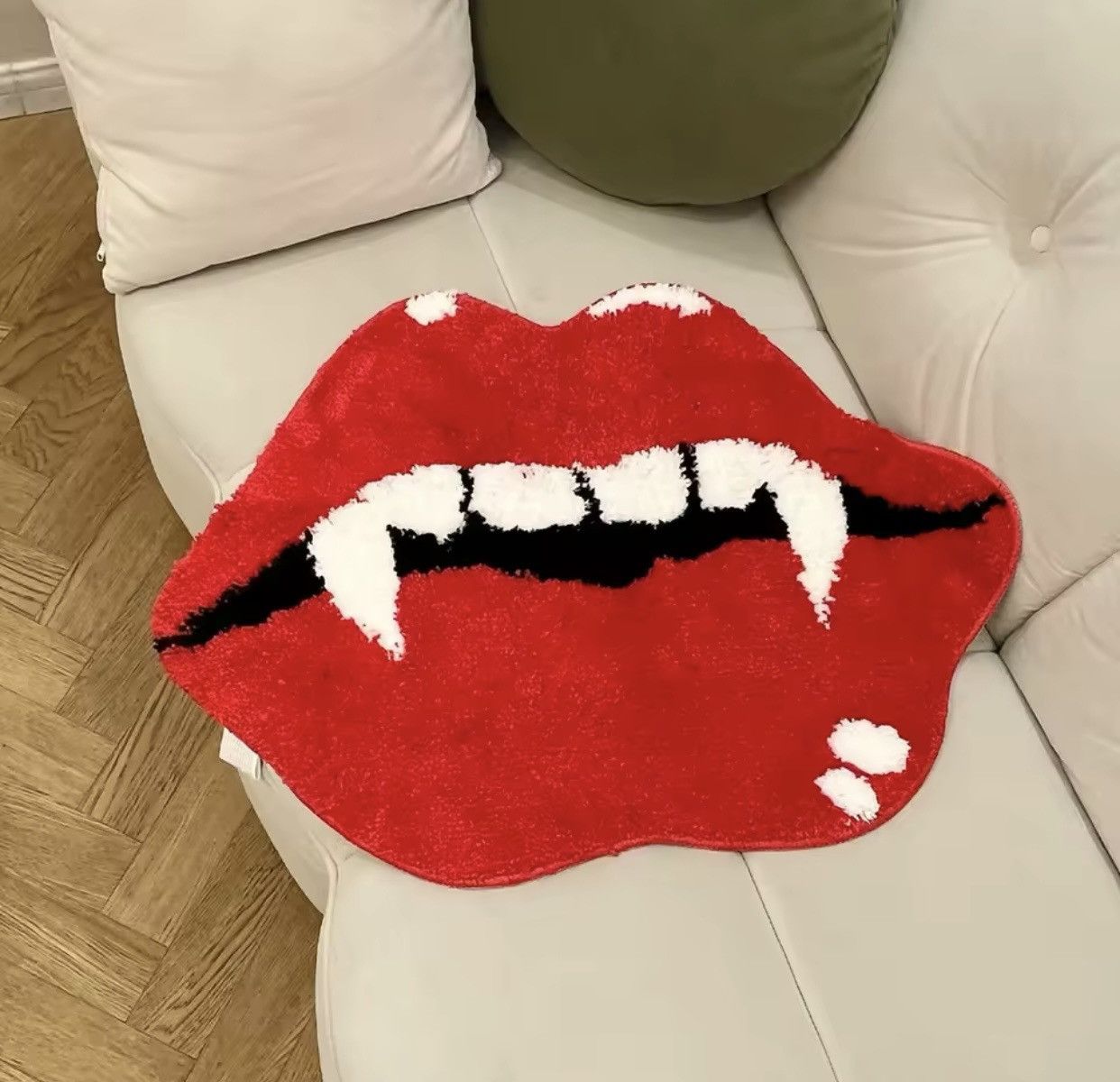 Japanese Brand Sexy Red Lip Tufted Rug Size ONE SIZE - 5 Thumbnail
