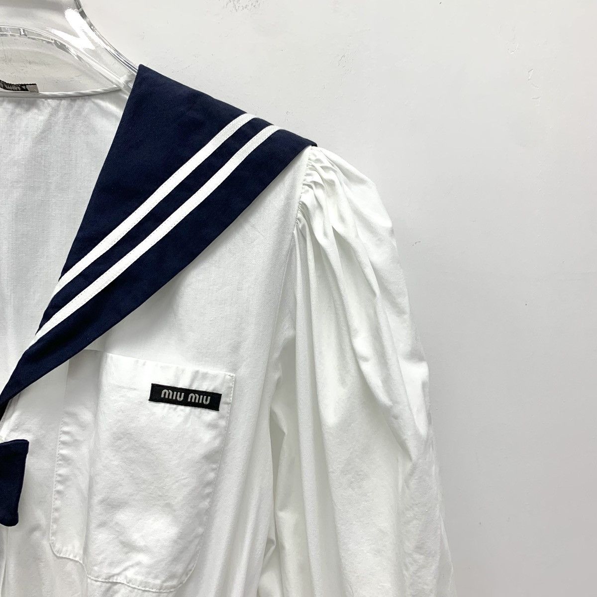 Miu Miu Miu Miu White Sailor Collar Cotton Short Sleeve Dress K26WX Size M / US 6-8 / IT 42-44 - 3 Thumbnail