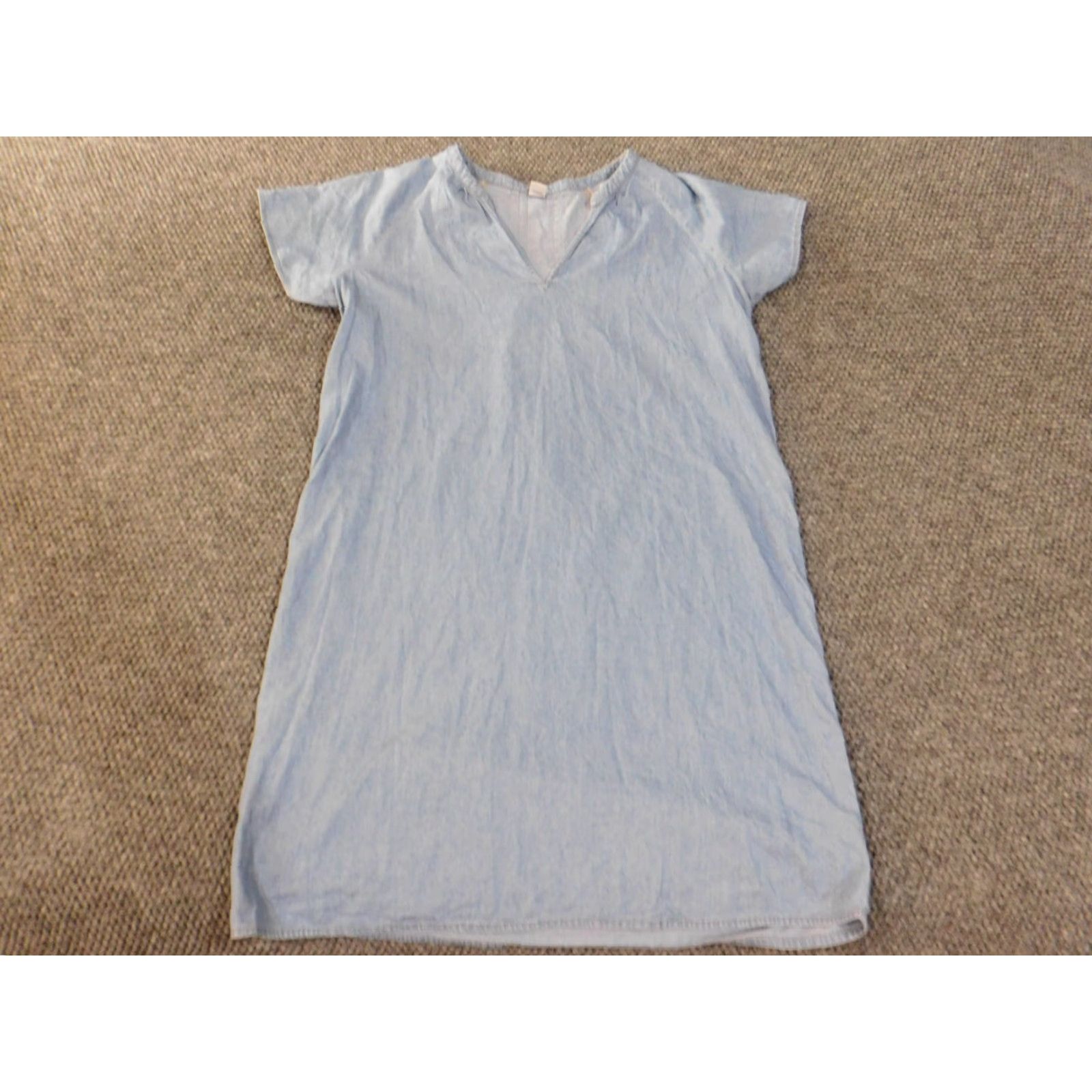 Old Navy Old Navy Dress Midi Denim Cotton A-Line Raglan Sleeve Short Sleeve Women M Blue Ruffle Flower Casual Vintage: No Size M / US 6-8 / IT 42-44 - 4 Thumbnail