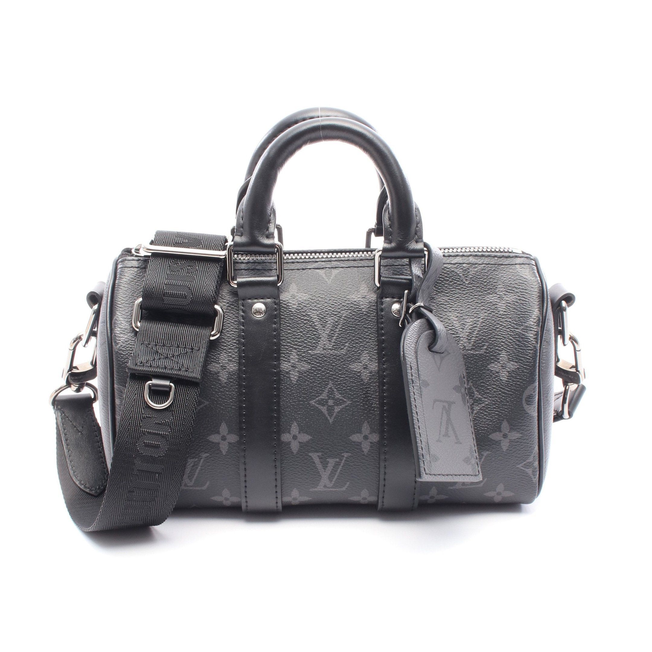 Louis Vuitton Louis Vuitton Keepall 25 Monogram Eclipse Handbag Leather Black Gray Size ONE SIZE - 1 Thumbnail