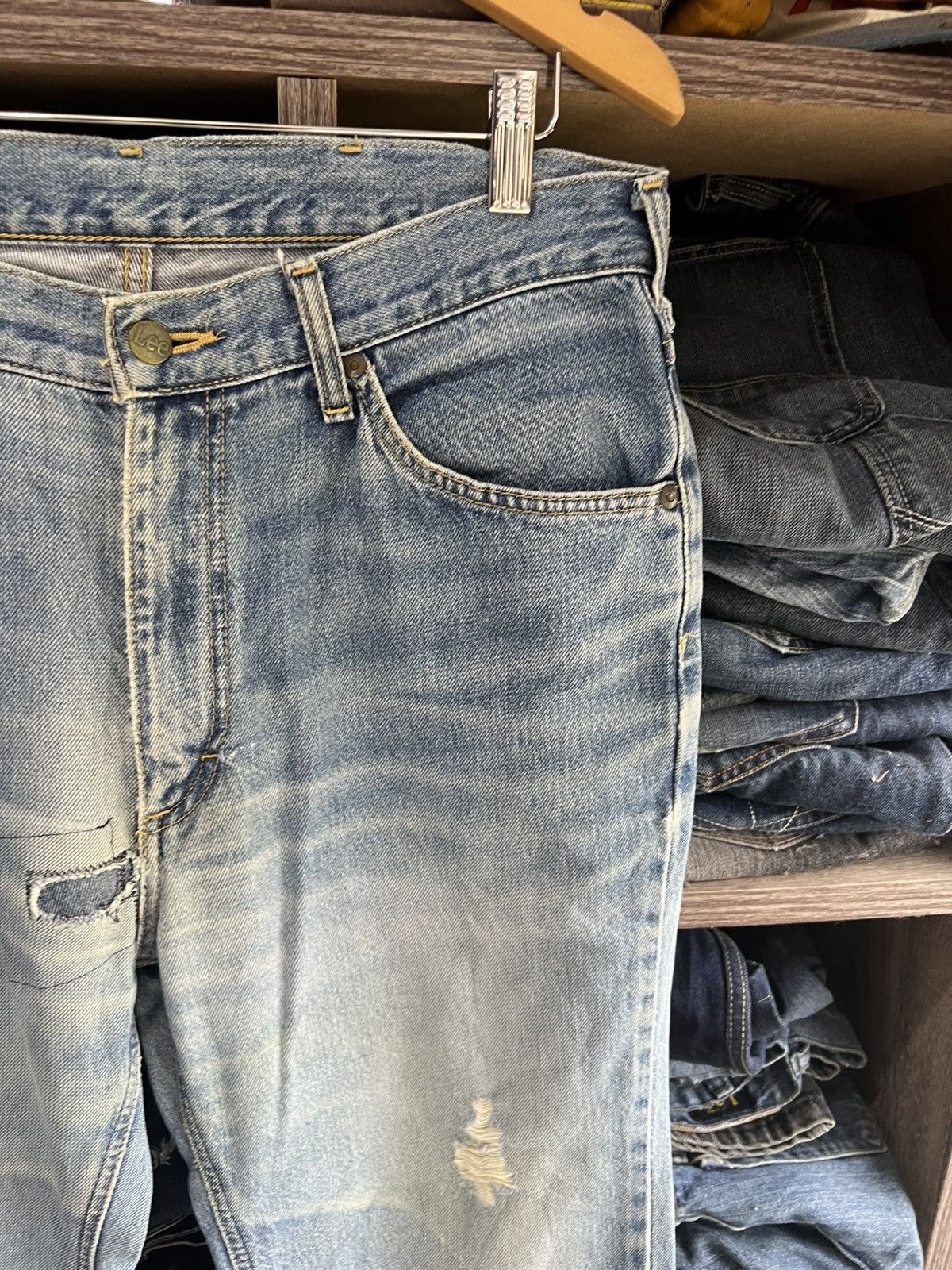 Lee 🔥Vintage Lee Distressed Denim Size US 33 - 8 Thumbnail