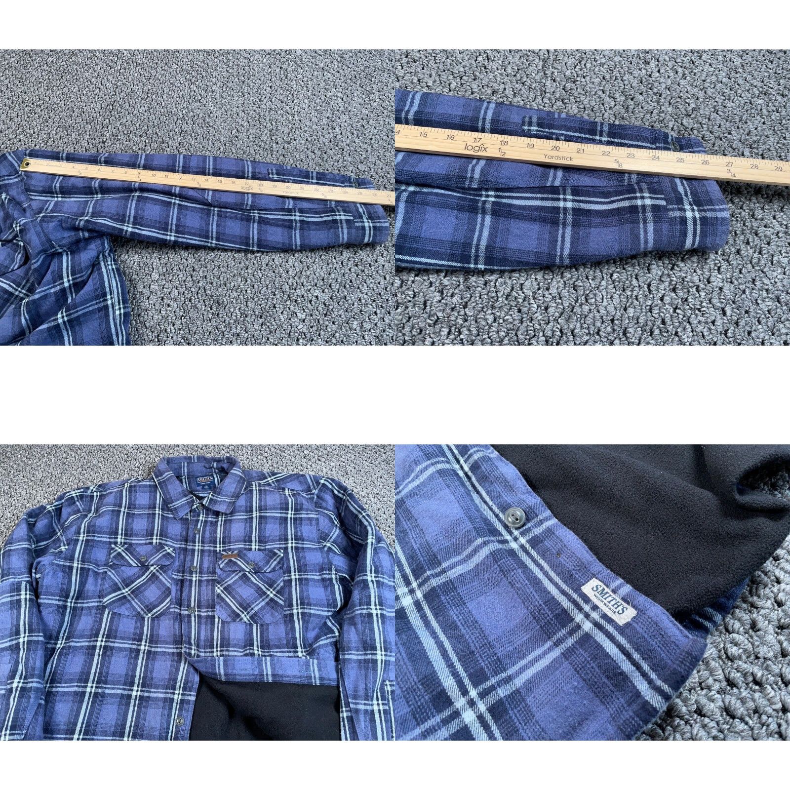 Vintage Workwear Fleece Lined Flannel Jacket Adult 2XL Blue Plaid Heavyweight Size US XXL / EU 58 / 5 - 8 Thumbnail