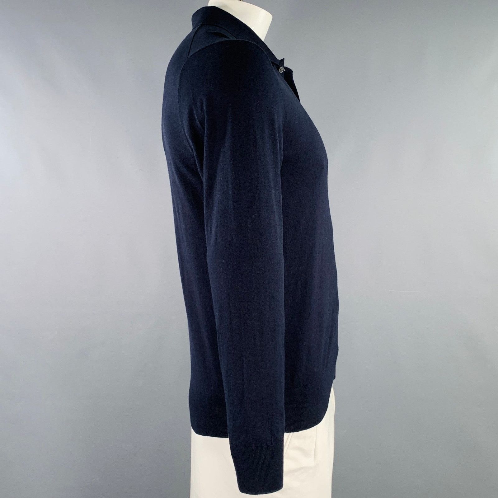 Theory THEORY Size M Goris Navy Viscose Blend Polo Pullover Size US M / EU 48-50 / 2 - 2 Thumbnail