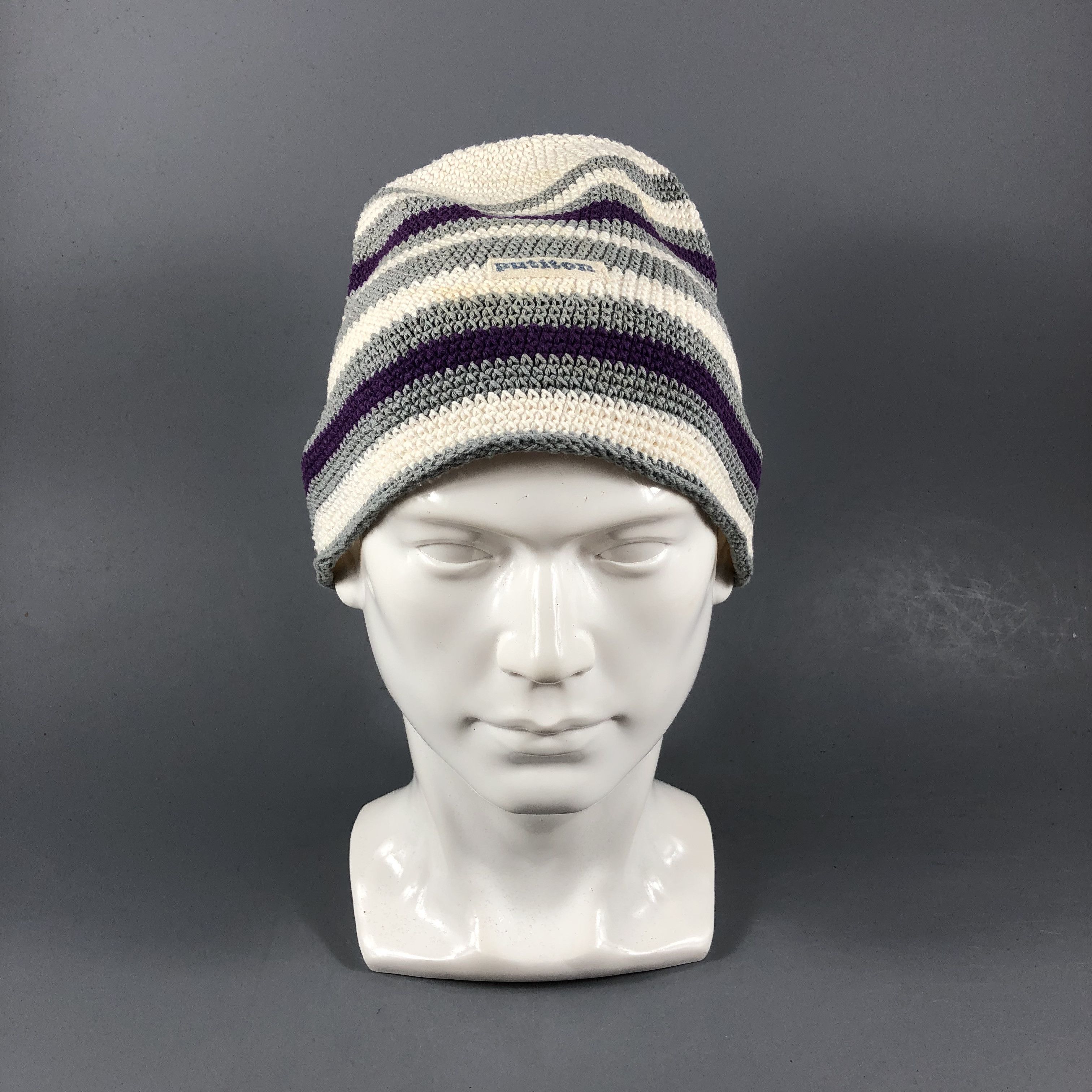 Vintage Put It On Striped Cotton Beanie Snowcap Snow Hat B831 Size ONE SIZE - 1 Thumbnail
