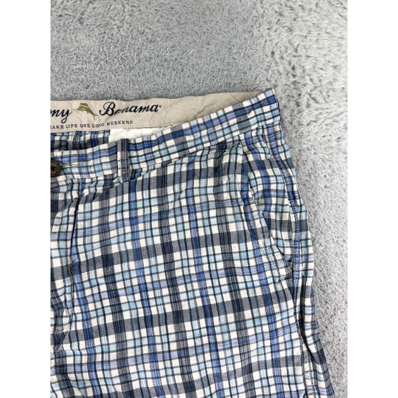 Tommy Bahama Tommy Bahama Shorts Mens 38 Blue Plaid Linen Tencel Blend Beach Vacation Vegas Size US 38 / EU 54 - 5 Thumbnail