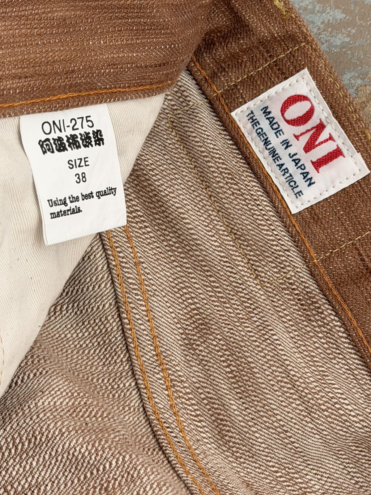 Oni ONI DENIM 275-AWA AWA-KAKISHIBU KINARI 20oz Selvedge Denim Size US 38 / EU 54 - 14 Thumbnail