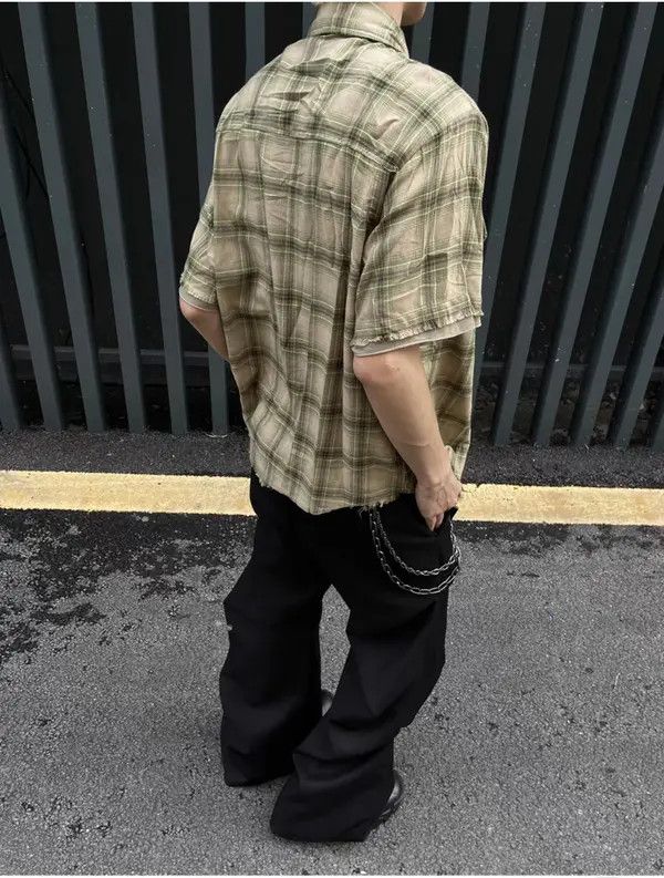 VIBE Brown Plaid Loose Casual Plaid Shirt Size US M / EU 48-50 / 2 - 3 Thumbnail
