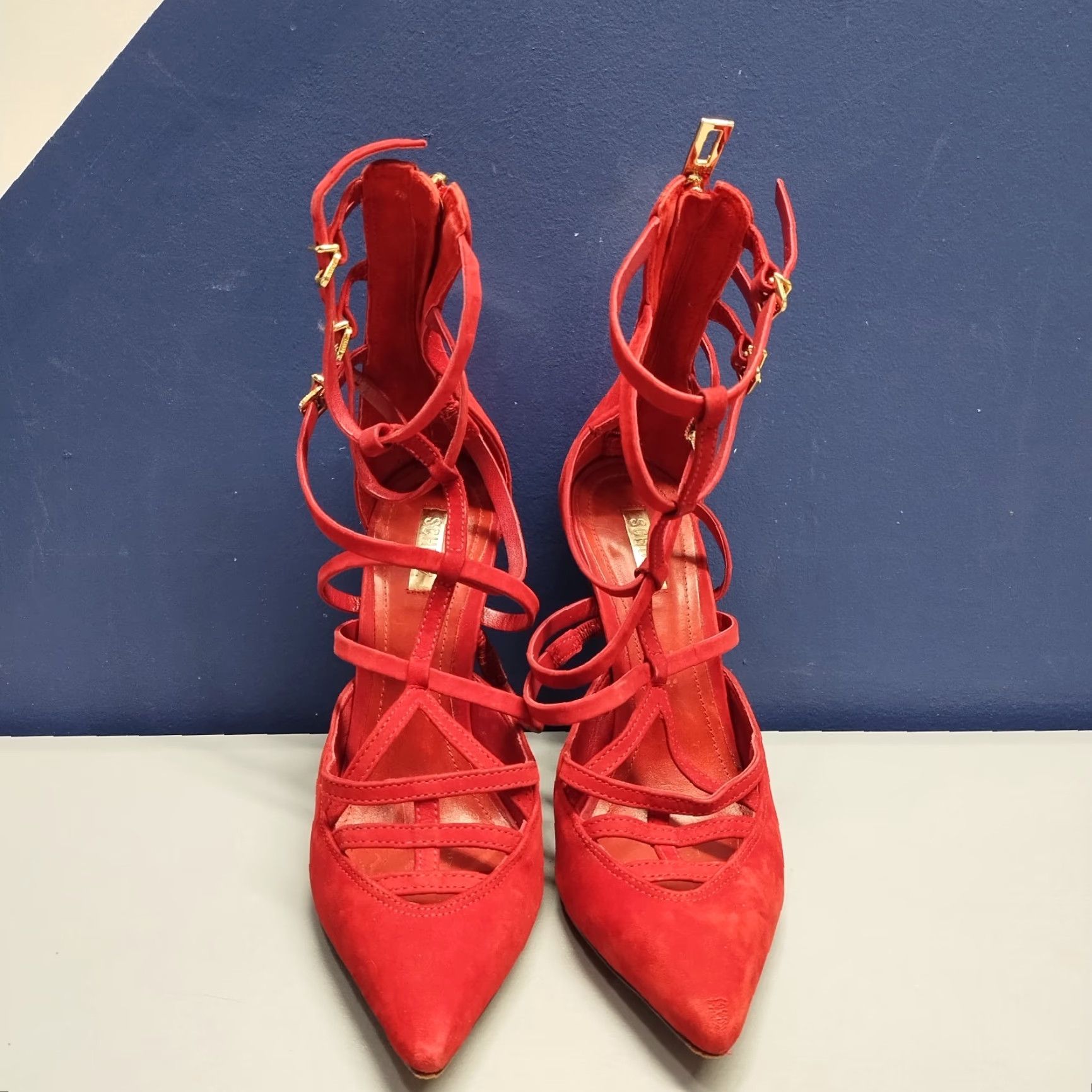 SCHUTZ Schutz Paluda Caged Stiletto Strappy Heels Women Size 6 Red Pointed Toe Back Zip Womens Size 6 Schutz Paluda Stiletto Heels Red Size US 6 / IT 36 - 2 Thumbnail