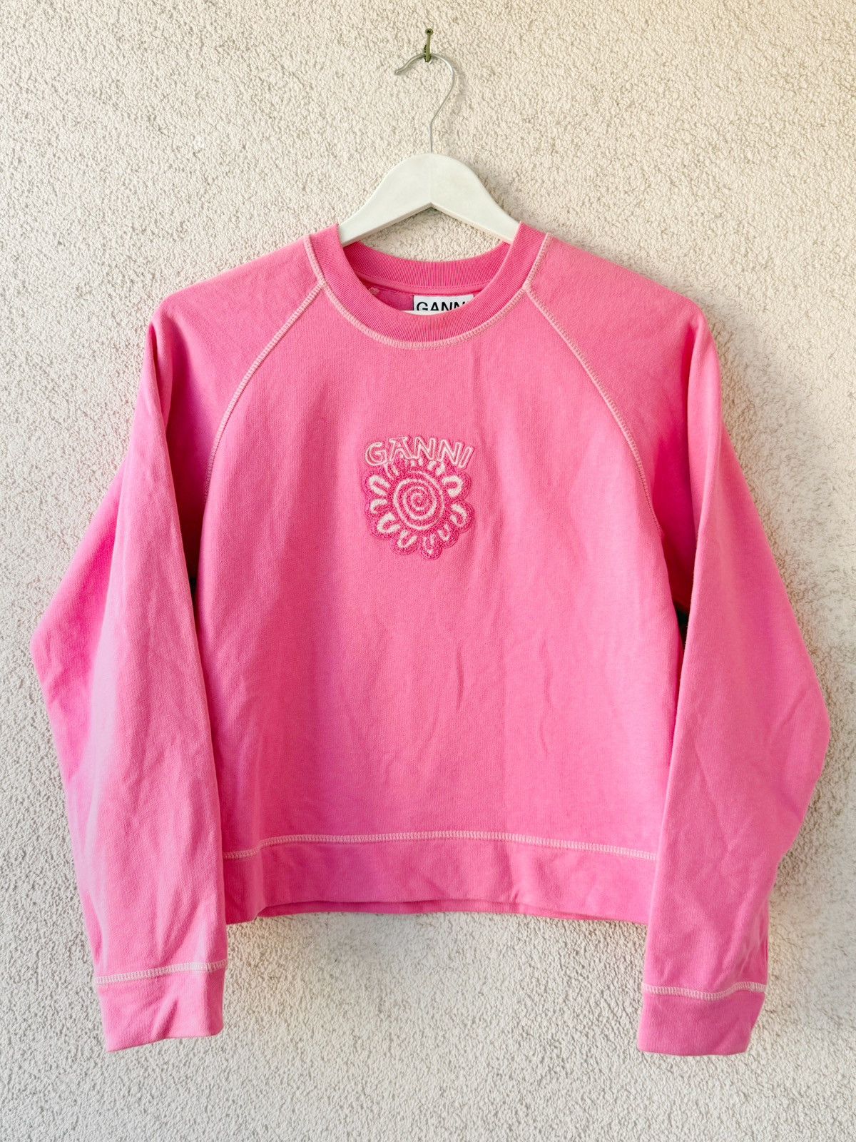 Ganni Ganni Big Embroidery Logo Women Sweatshirt Pink Color XS-S Size XS / US 0-2 / IT 36-38 - 1 Thumbnail