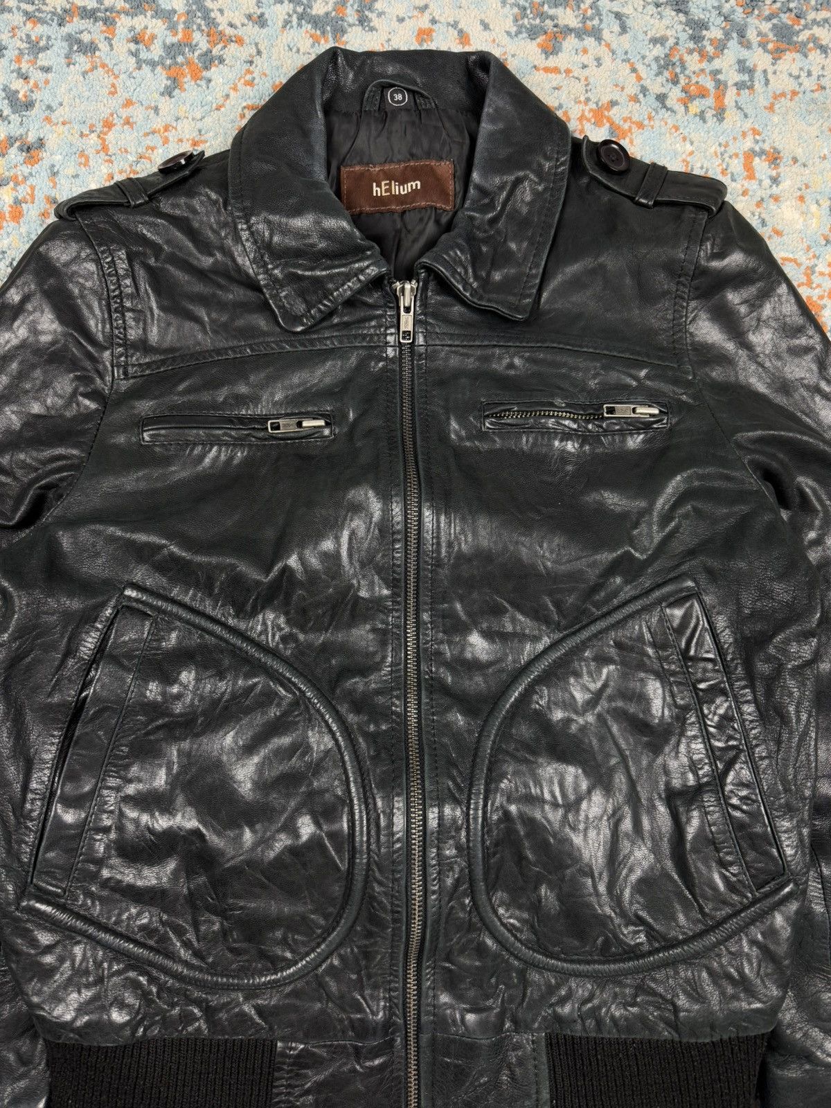 Vintage Vintage 90s hElium real leather bomber biker jacket Size US XS / EU 42 / 0 - 7 Thumbnail