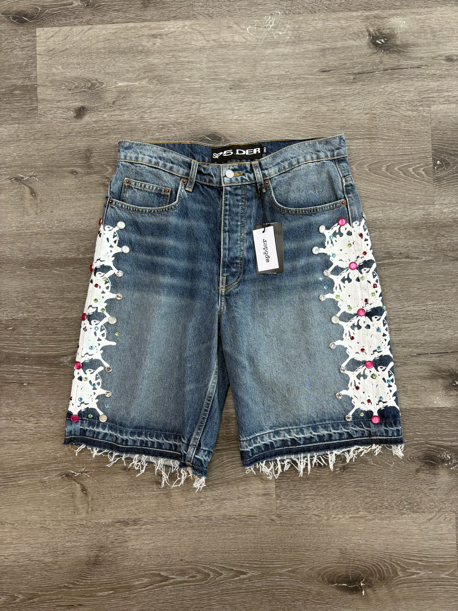 Sp5der Sp5der "Web Stone" Denim Shorts (Blue) Size US 30 / EU 46 - 1 Thumbnail