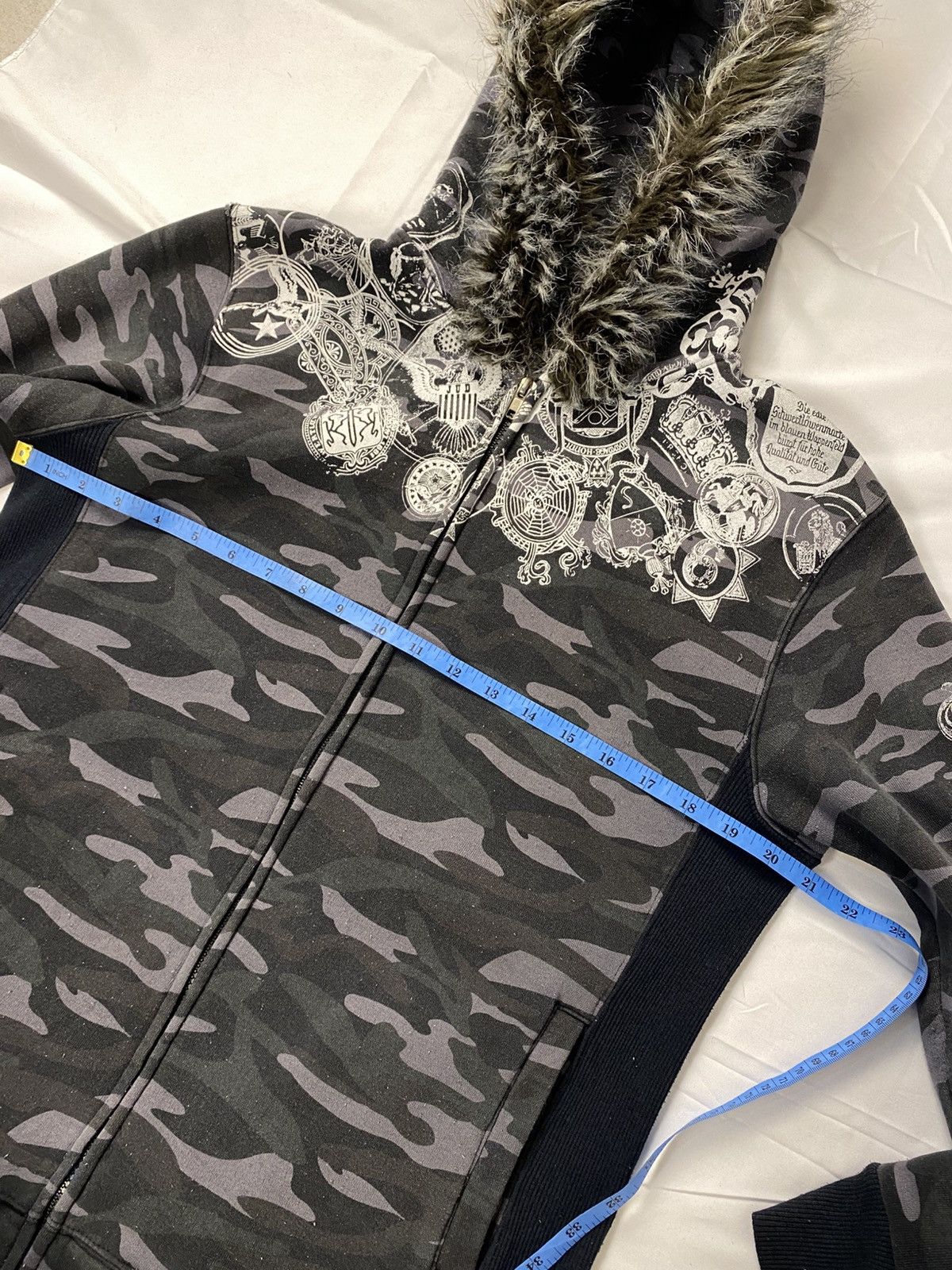 If Six Was Nine Rare 🔥 Splendid Satisfaction Camo Zip Fur Hoodie Punk Style Size US L / EU 52-54 / 3 - 13 Thumbnail