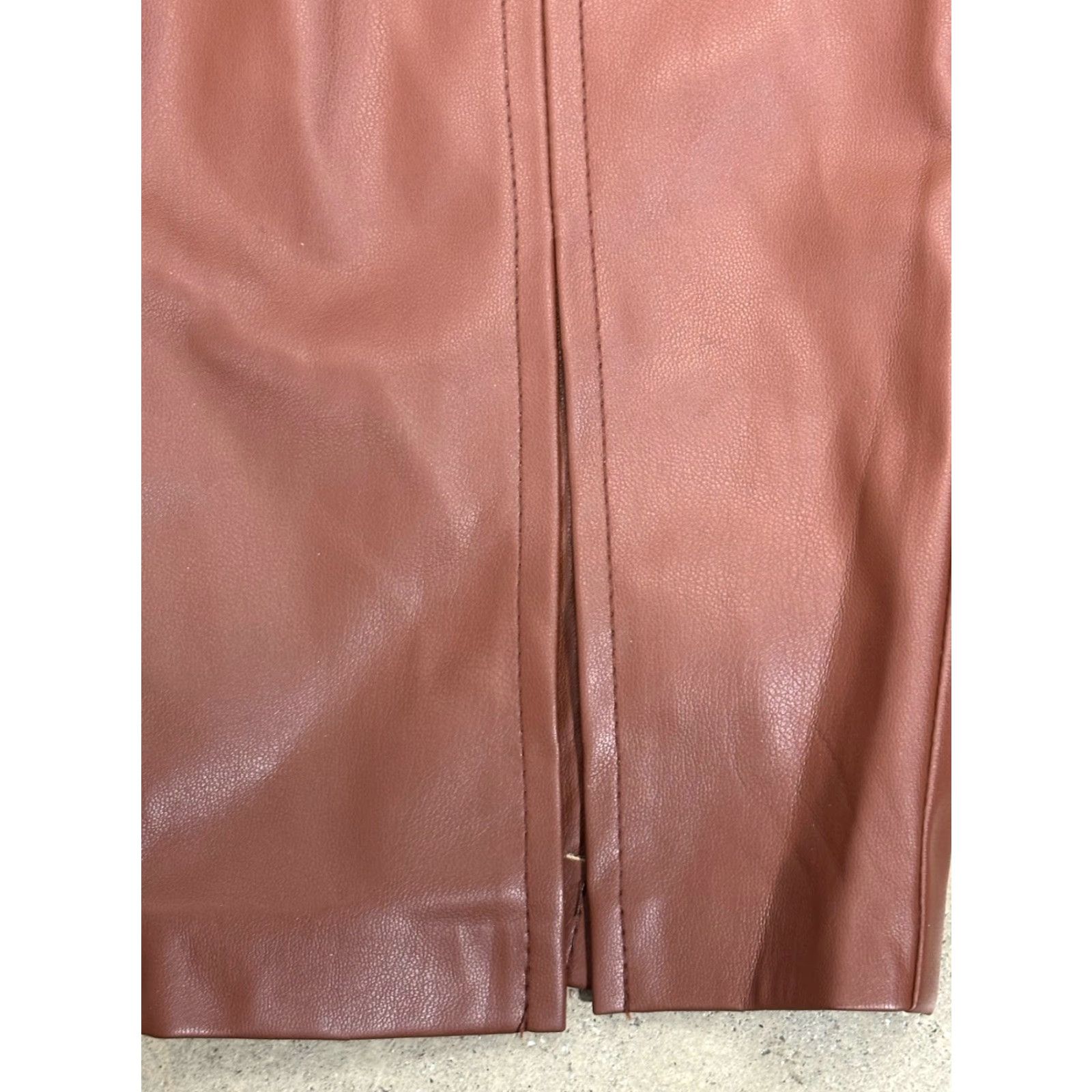 Jason Wu Jason Wu Faux Leather Pants Women’s XL Brown Split Hem Skinny Leg Rocker Vegan Size 40" / US 18 - 5 Thumbnail