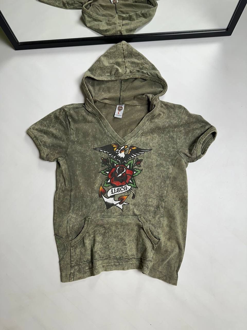 Ed Hardy Ed Hardy Vintage Short sleeve Hoodie Christian Audigier🔥 Size L / US 10 / IT 46 - 1 Thumbnail