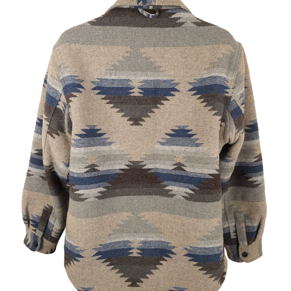 Vintage JACHS New York Wool Aztec Jacket Mens M Beige Sherpa Lined Shacket Size US M / EU 48-50 / 2 - 5 Thumbnail