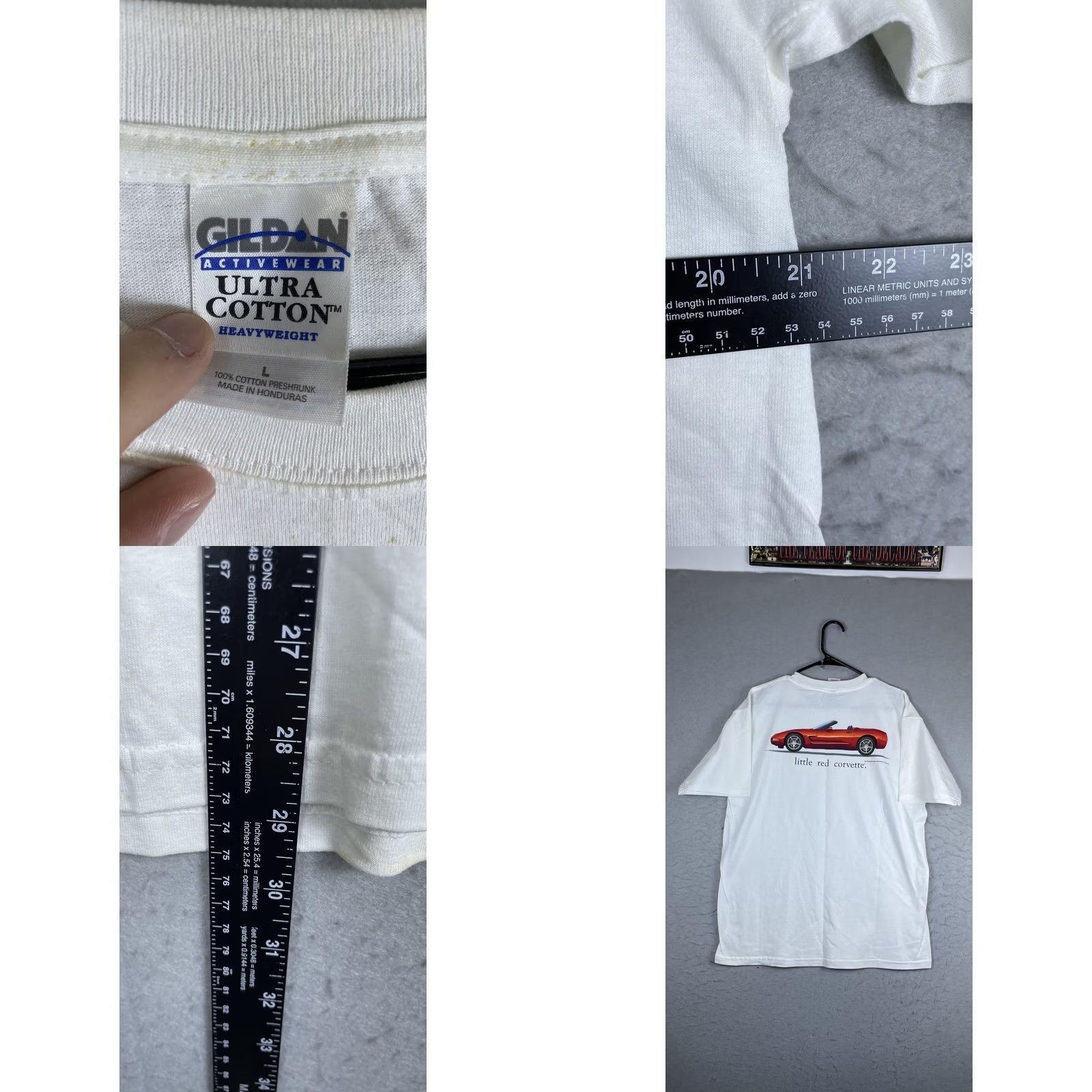 Gildan Gildan Mens Large White Little Red Corvette Chevy Graphic Tee T-Shirt Size US L / EU 52-54 / 3 - 8 Thumbnail
