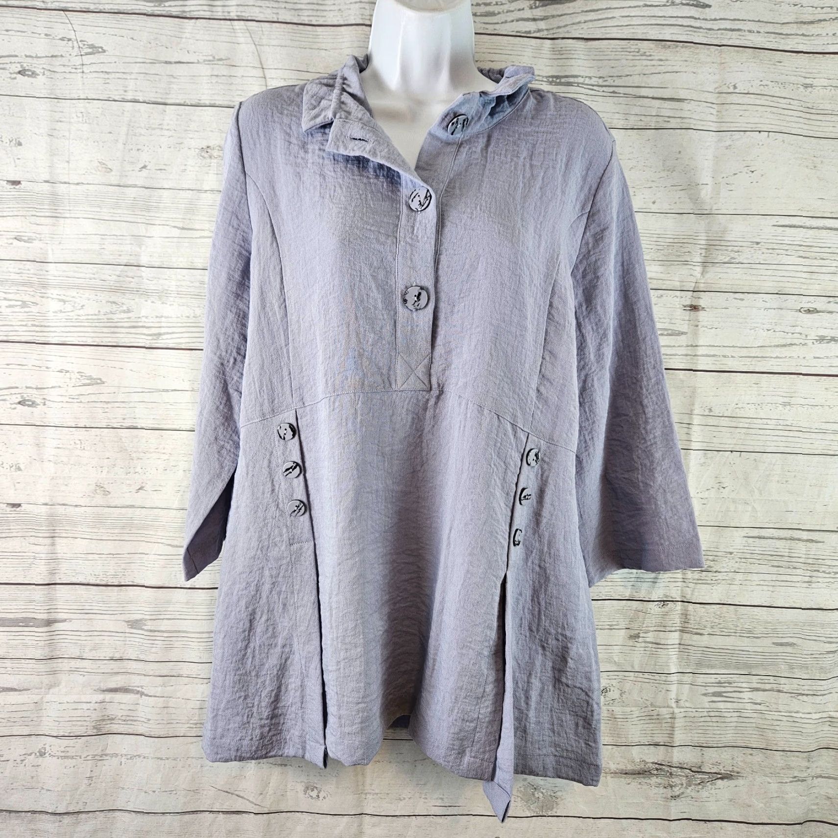 Habitat Habitat Womens Top Shirt Purple 3/4 Sleeve Collar Rayon Blend Size S Size S / US 4 / IT 40 - 2 Thumbnail