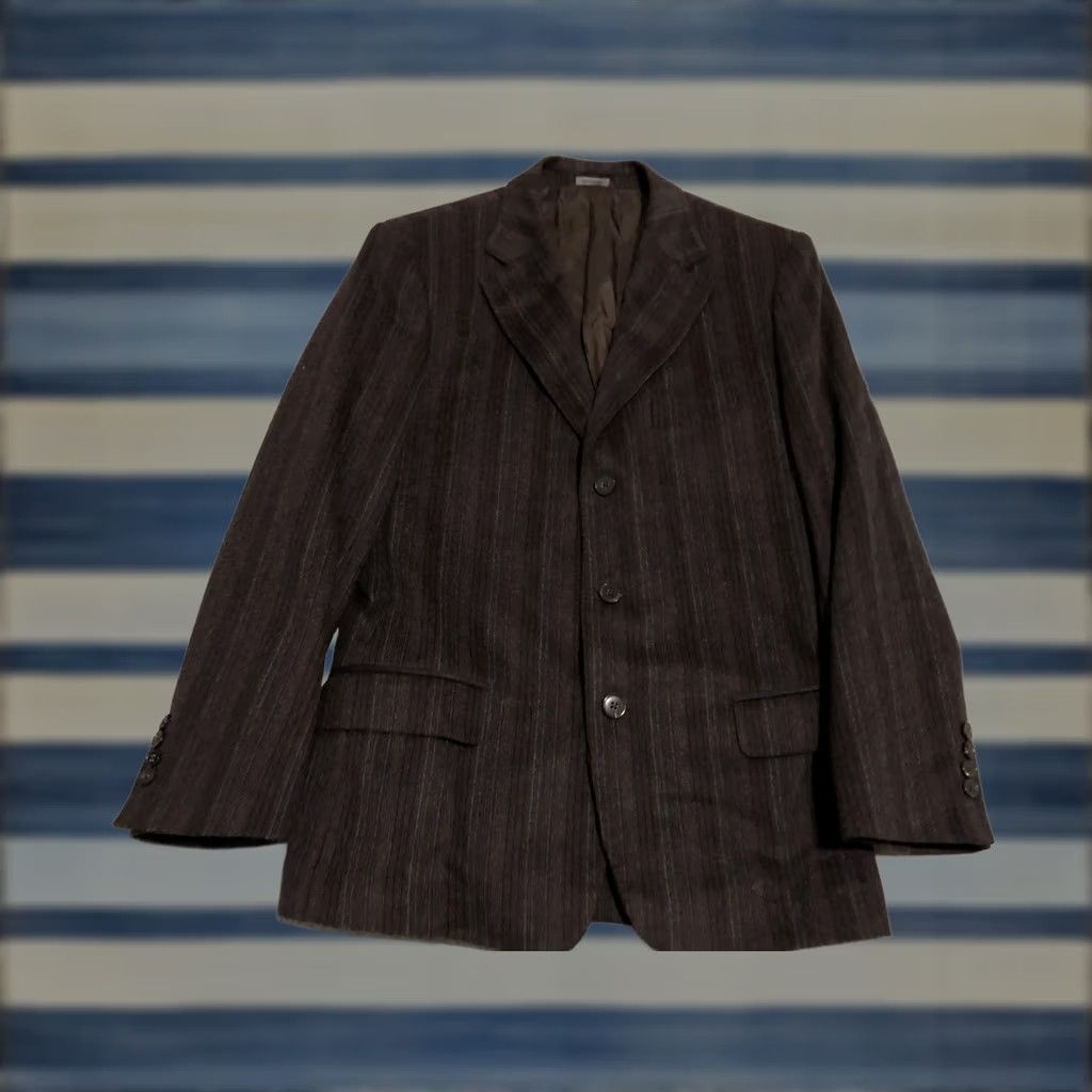 Ermenegildo Zegna Ermenegildo Zegna Blazer Shirt Striped 40R Men Brown 3 Button Jacket Sport Coat Angora Wool Cashgora Size 40R - 1 Thumbnail