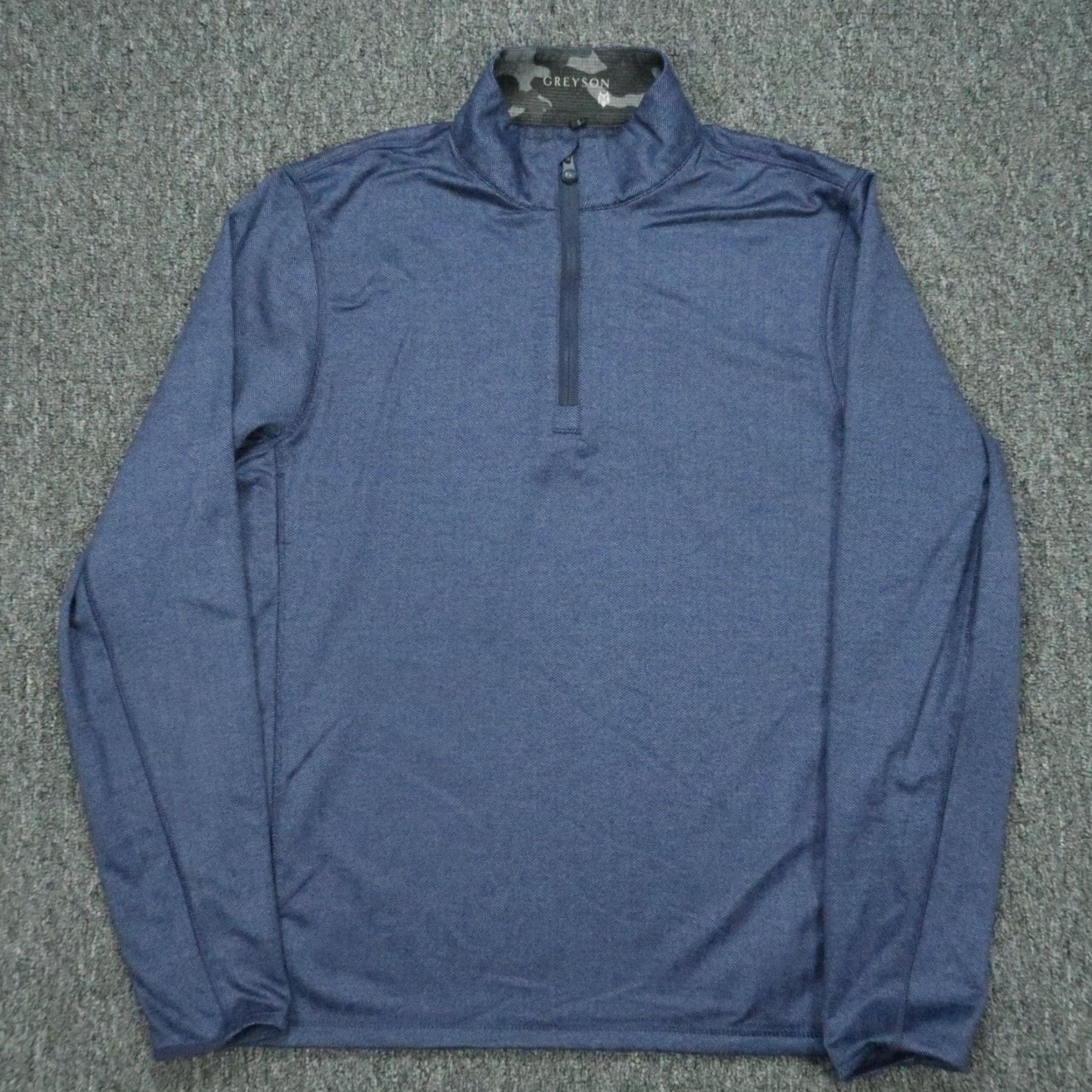 Vintage Greyson Pullover Mens Medium Blue Tate Herringbone Performance Quarter Zip Size US M / EU 48-50 / 2 - 2 Thumbnail