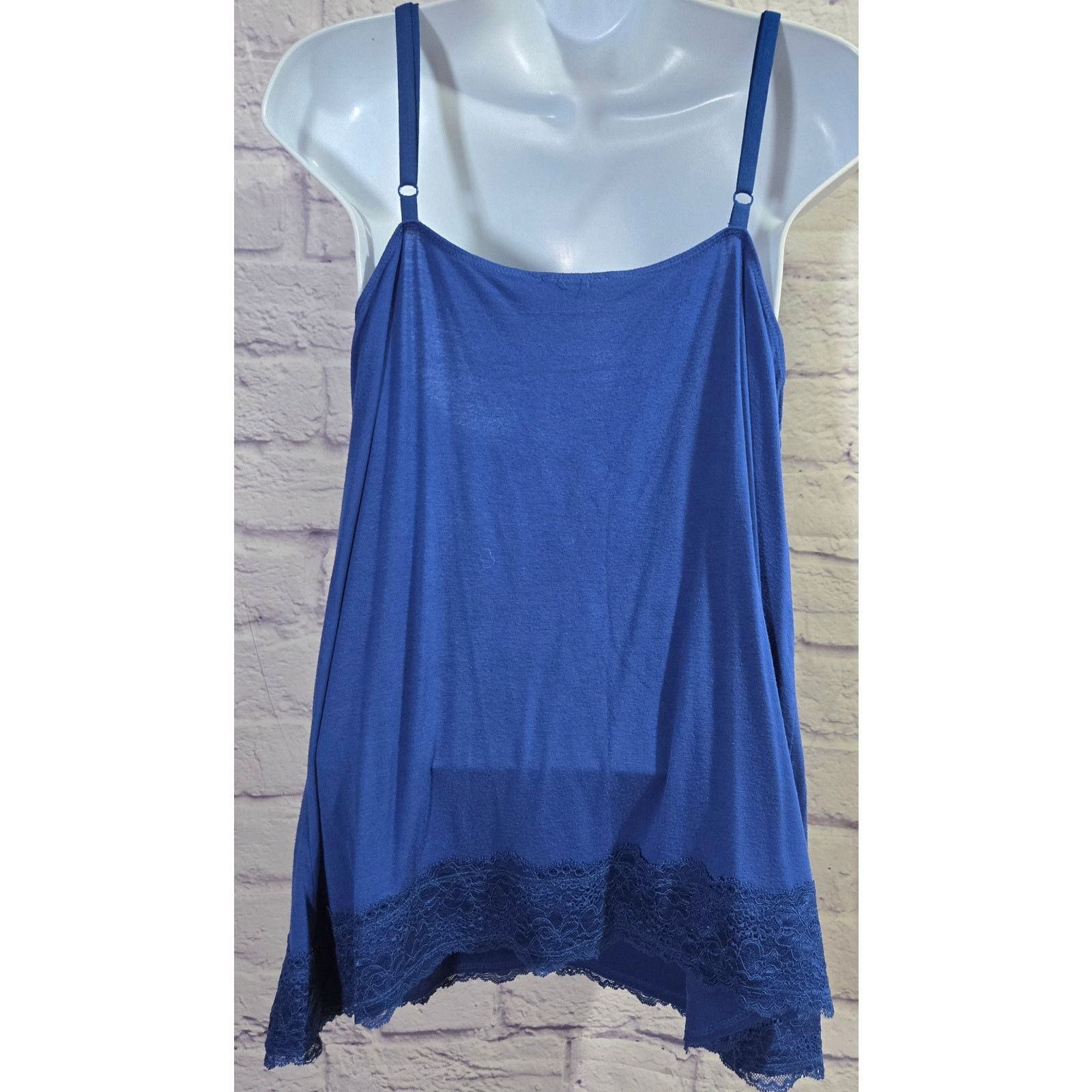 Other Navy Blue Lace V Neck Bodice Adjustable Straps Tank Large Size XL / US 12-14 / IT 48-50 - 3 Thumbnail