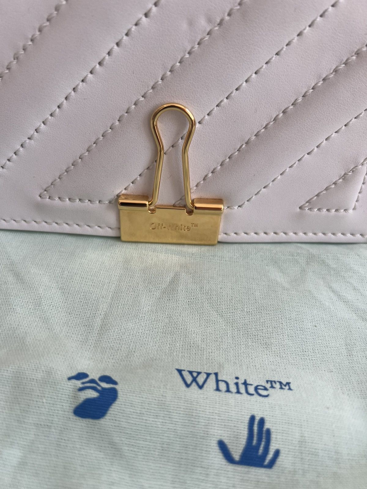 Off-White Off-White Binder Clip Crossbody Bag - White Leather 6.9x6 Size ONE SIZE - 6 Thumbnail
