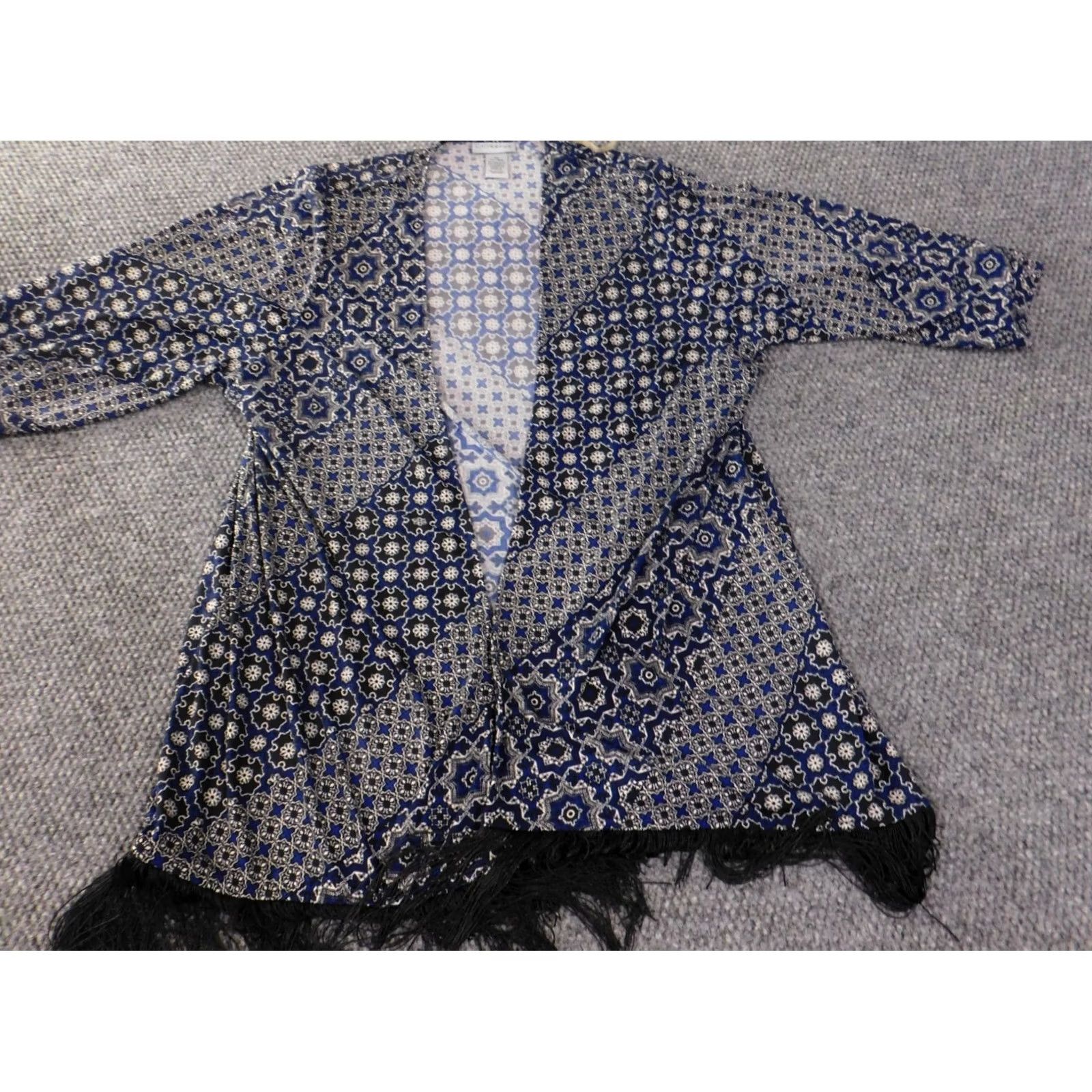 Vintage Catherines Top Blouse Blue 0X Women Polyester Spandex Round Neck Long Sleeve Pullover Casual Size XL / US 12-14 / IT 48-50 - 4 Thumbnail