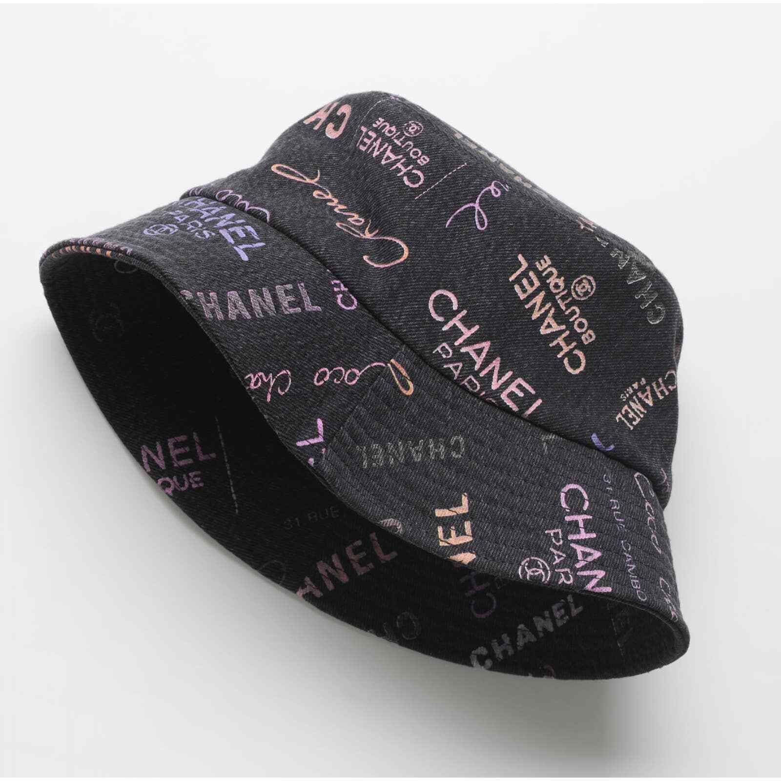 Chanel Chanel Denim Graffiti CC Logo Sun Cloche Bucket Hat Medium Size ONE SIZE - 1 Thumbnail