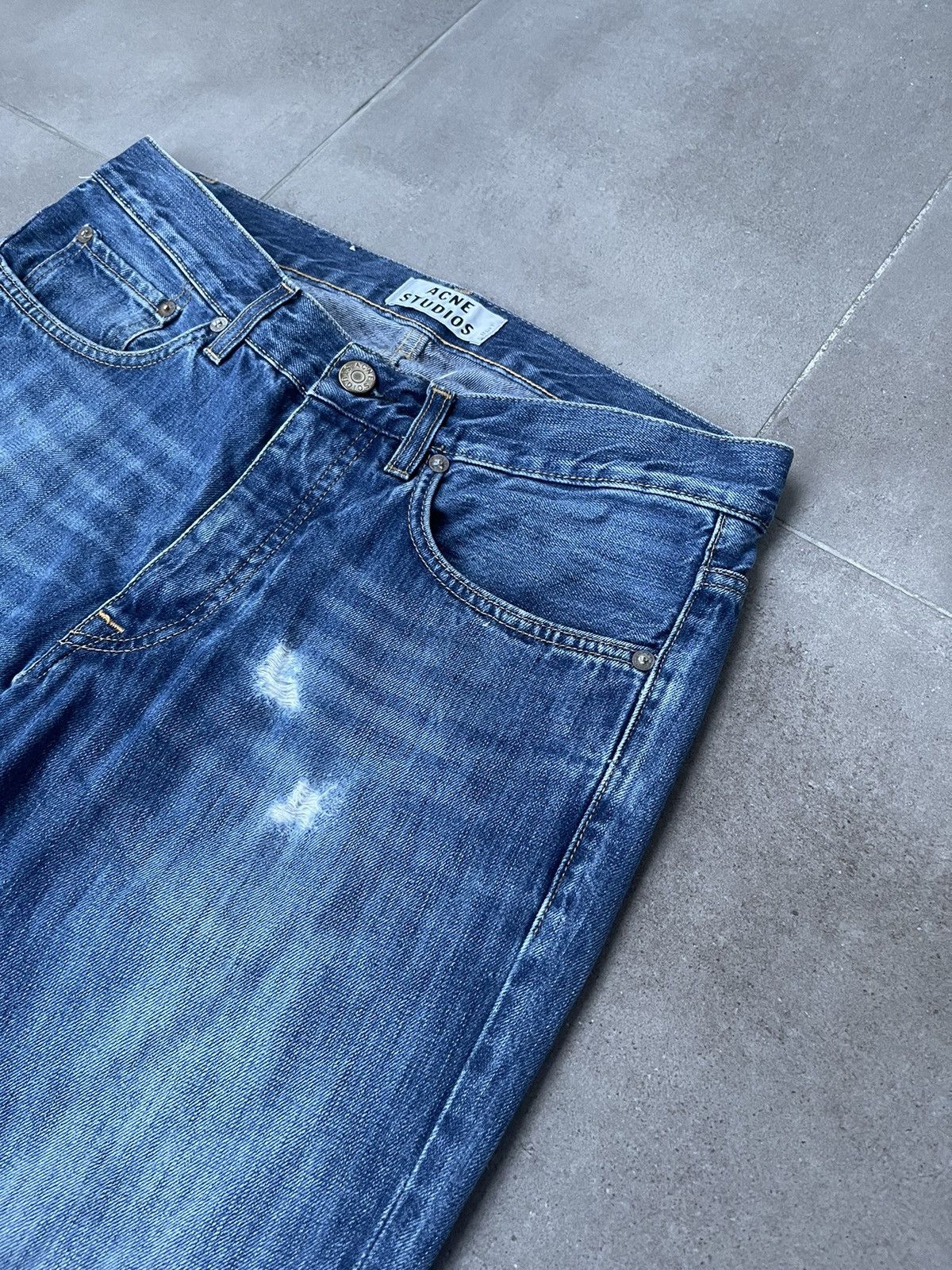 Acne Studios Acne Studios Roc Verakai Distressed Indigo Denim Pants Size US 30 / EU 46 - 12 Thumbnail