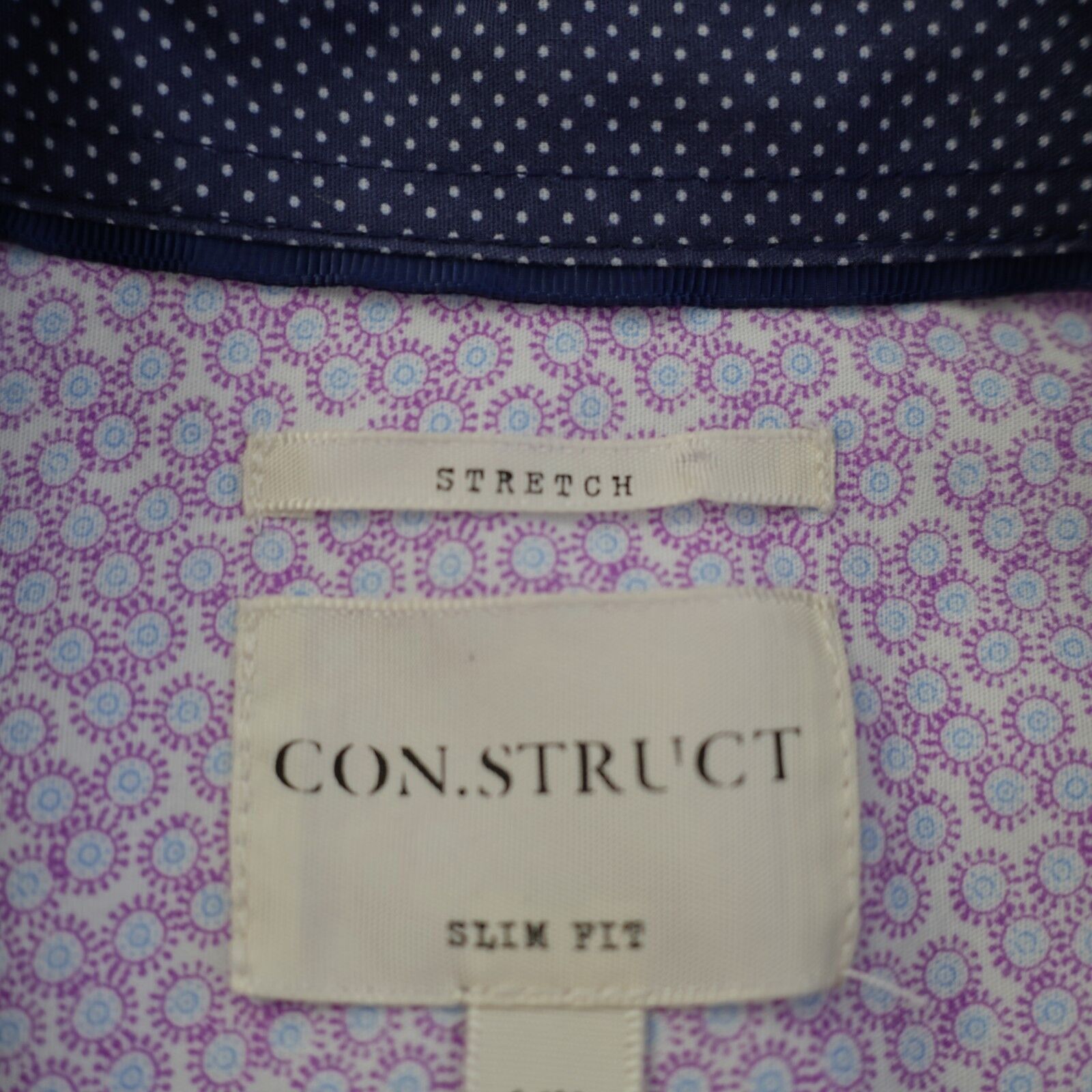 Designer Construct Stretch Slim Fit 15.5 34-35 Blue Check Flip Cuff C Size US M / EU 48-50 / 2 - 9 Thumbnail