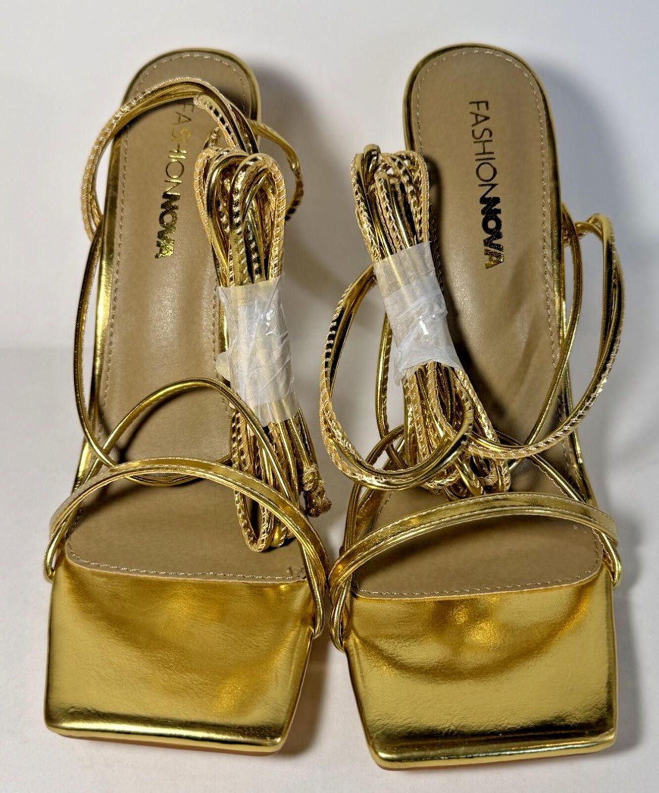 Fashion Nova FASHION NOVA Summer Night Womens Strappy Heeled Sandals Gold Size US 9 / IT 39 - 2 Thumbnail