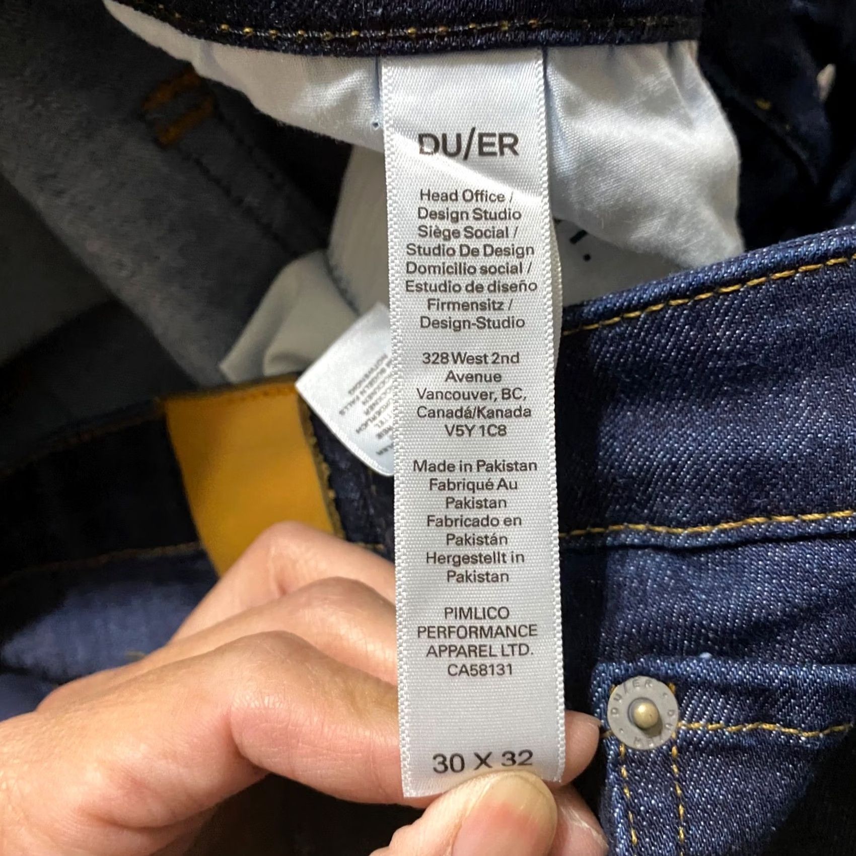 Denime Du/er Jeans Womens Blue Denim Slim Straight Dark Wash Mid Rise 30x32 Size 29" - 4 Thumbnail