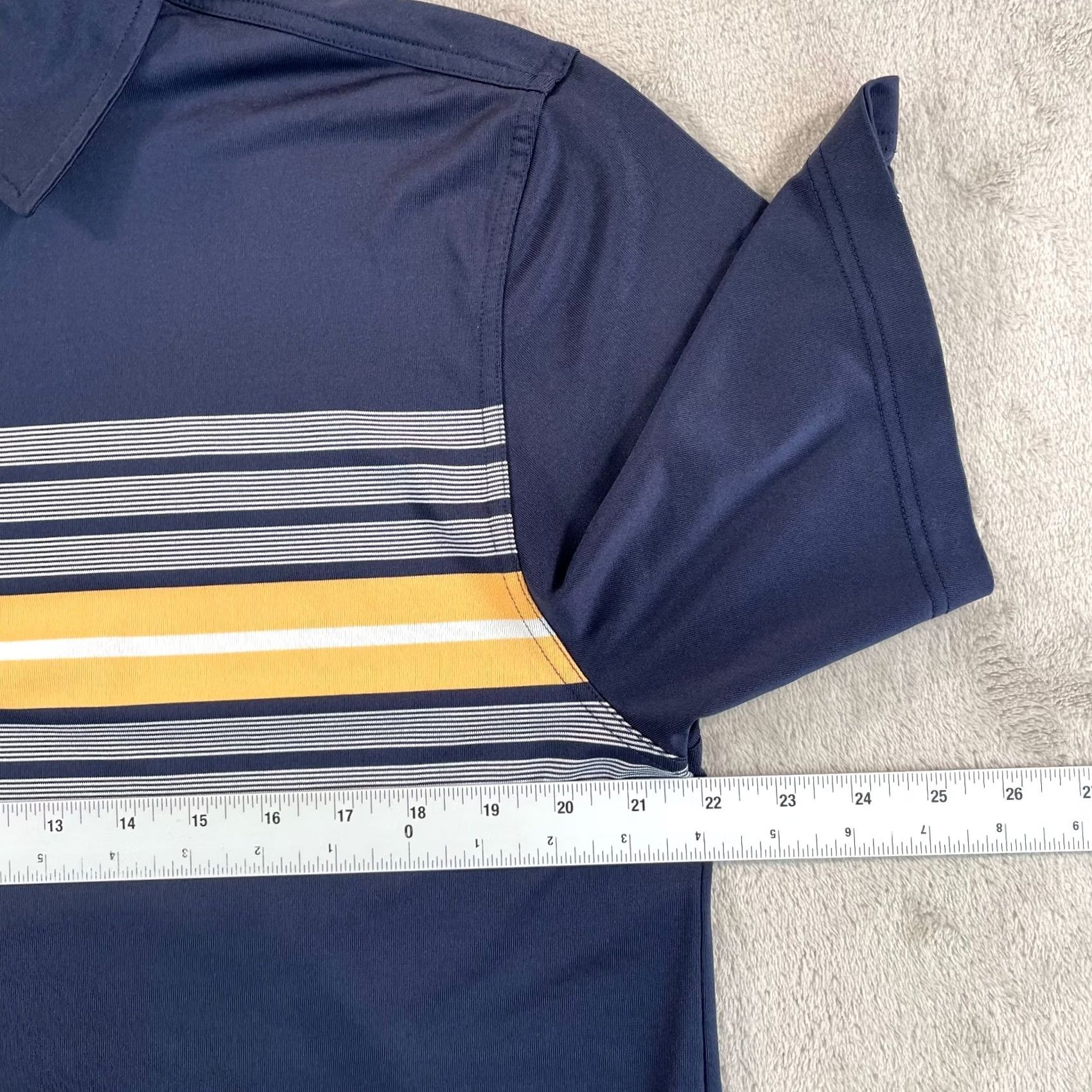 Vintage Straight Down x HR Barbwire Polo Men Large Nay Blue Striped Performance Polo Size US L / EU 52-54 / 3 - 6 Thumbnail